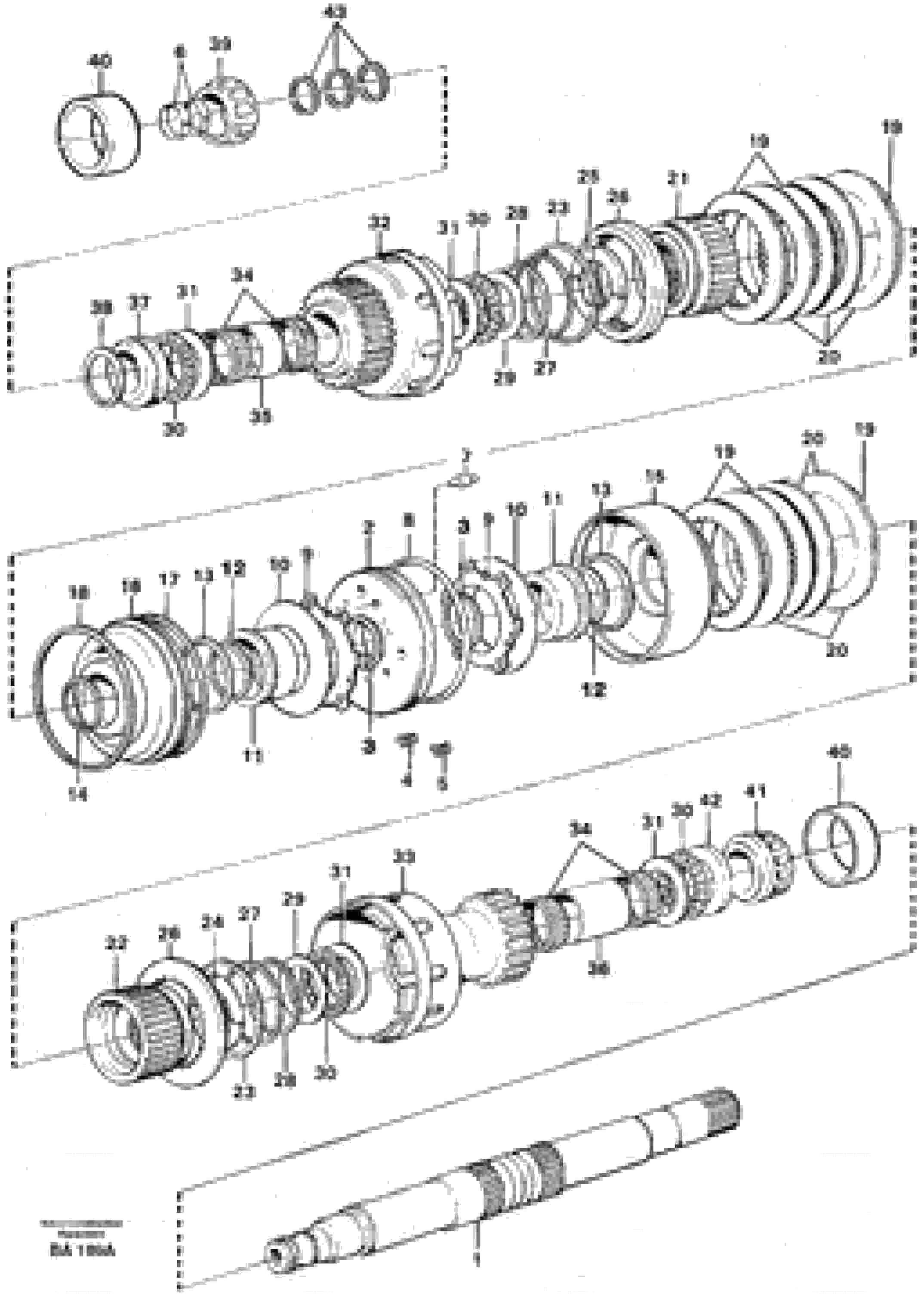 Схема запчастей Volvo A20 VOLVO BM A20 - 38660 Clutches 3:rd and 4:th speeds 