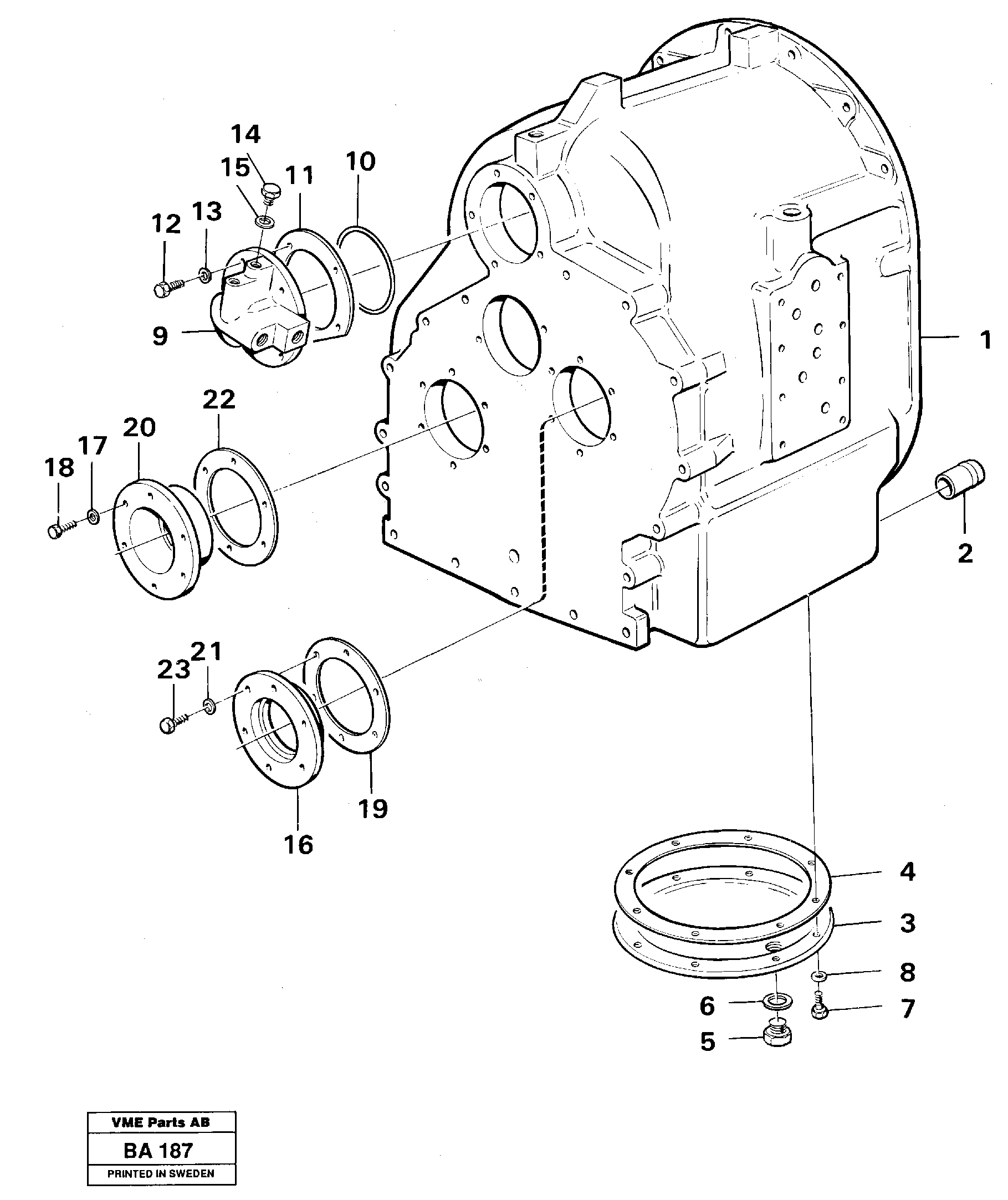 Схема запчастей Volvo A20 VOLVO BM A20 - 98228 Clutch housing with fitting parts 