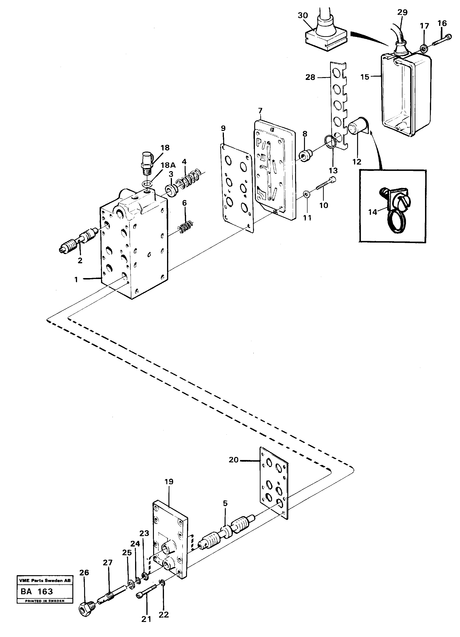 Схема запчастей Volvo A20 VOLVO BM A20 - 98419 Range selector valve 