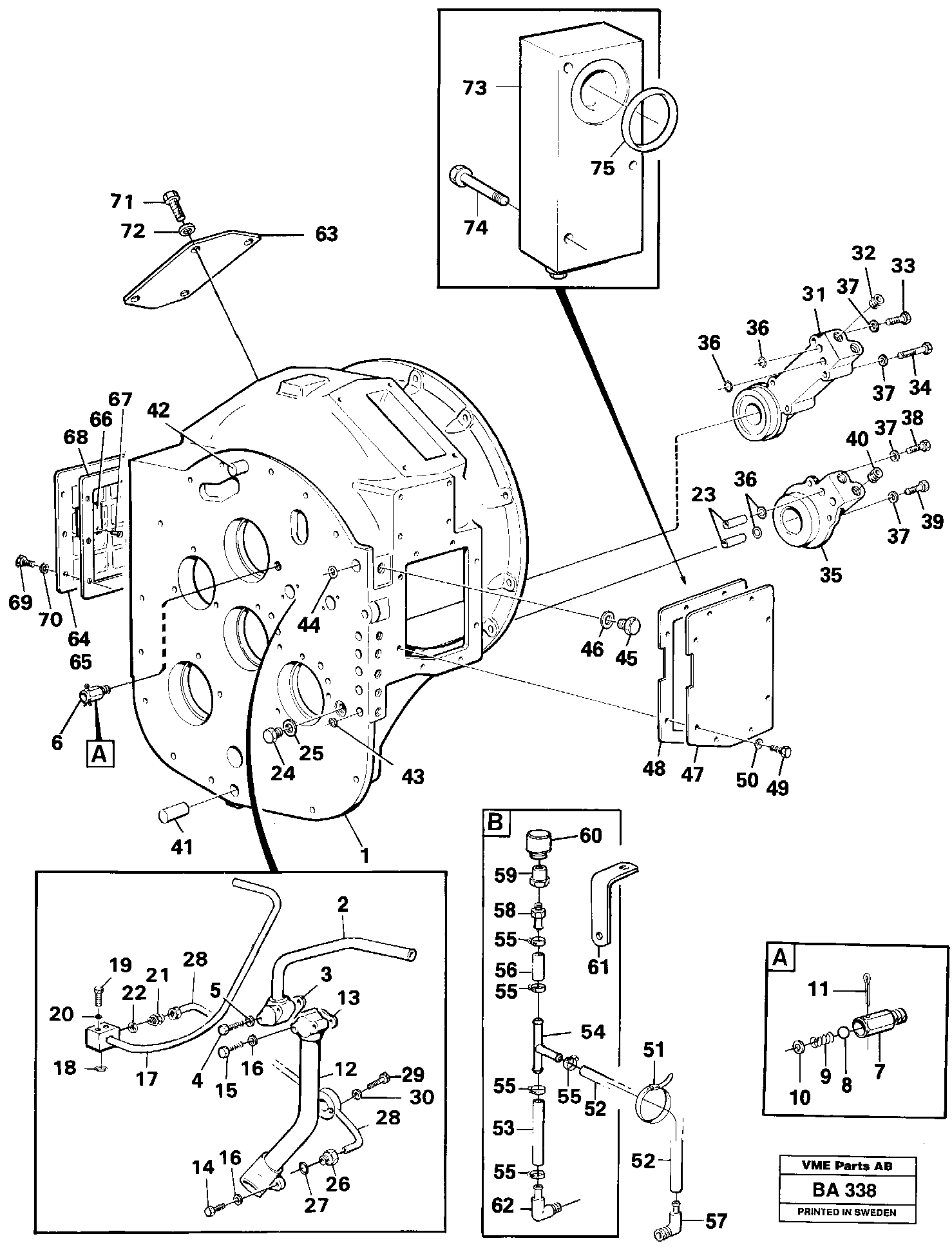 Схема запчастей Volvo A20 VOLVO BM A20 - 99788 Converter housing with assembly parts 