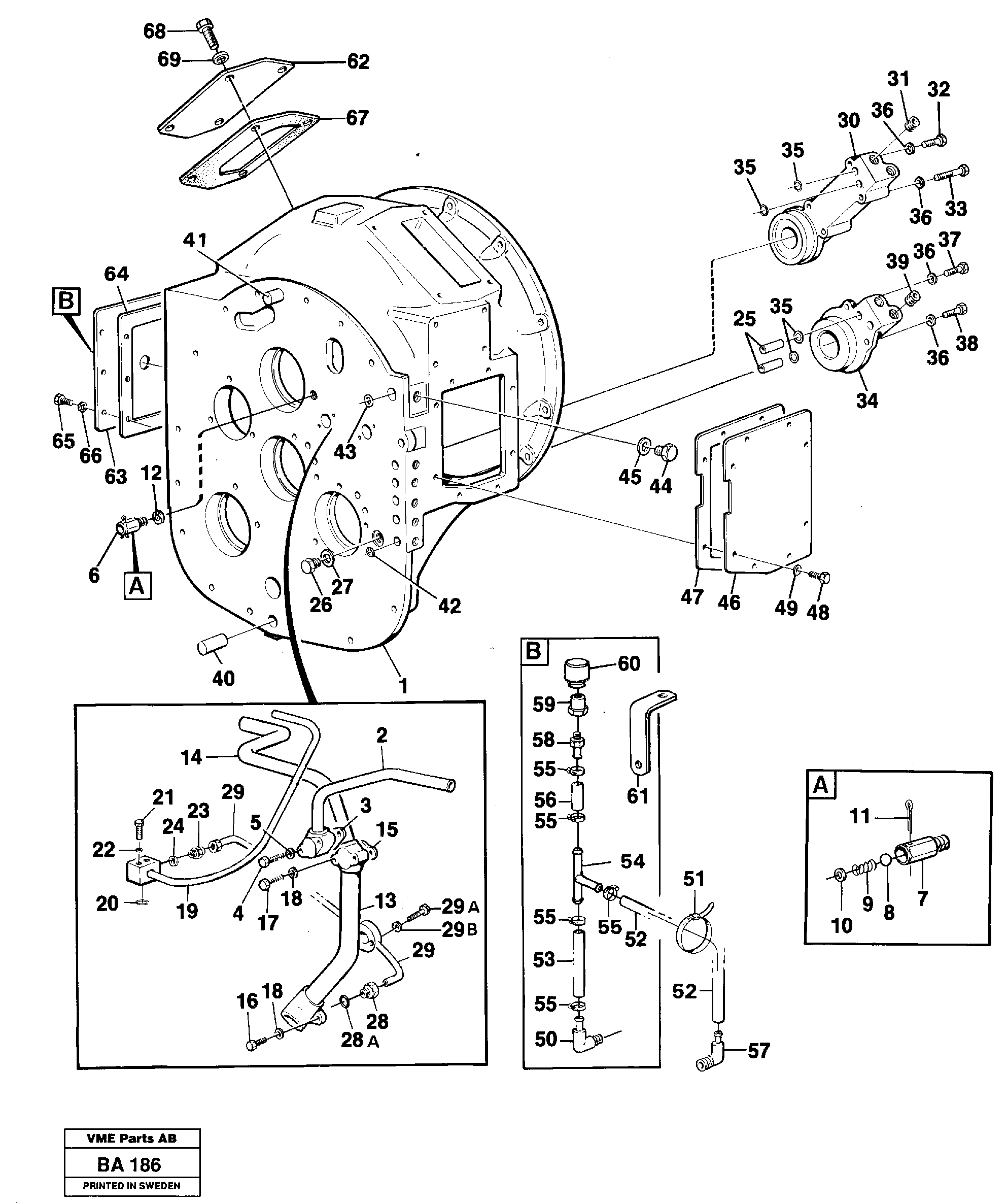 Схема запчастей Volvo A20 VOLVO BM A20 - 99898 Converter housing with assembly parts 
