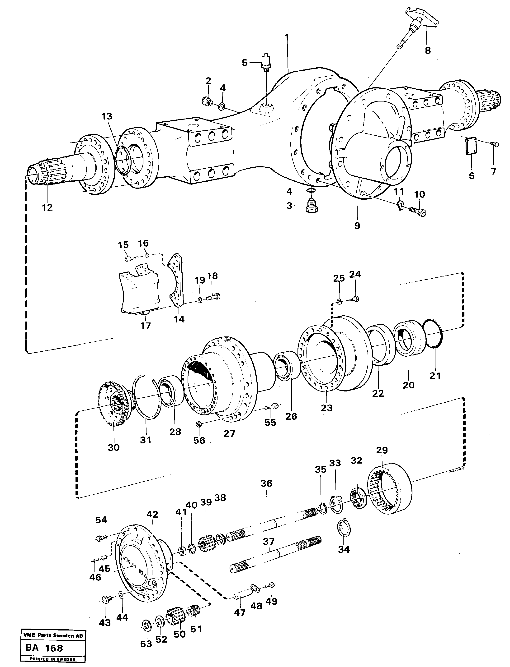 Схема запчастей Volvo A20 VOLVO BM A20 - 106284 Planet shaft rear Ah 54r; Prod Nr 23718 