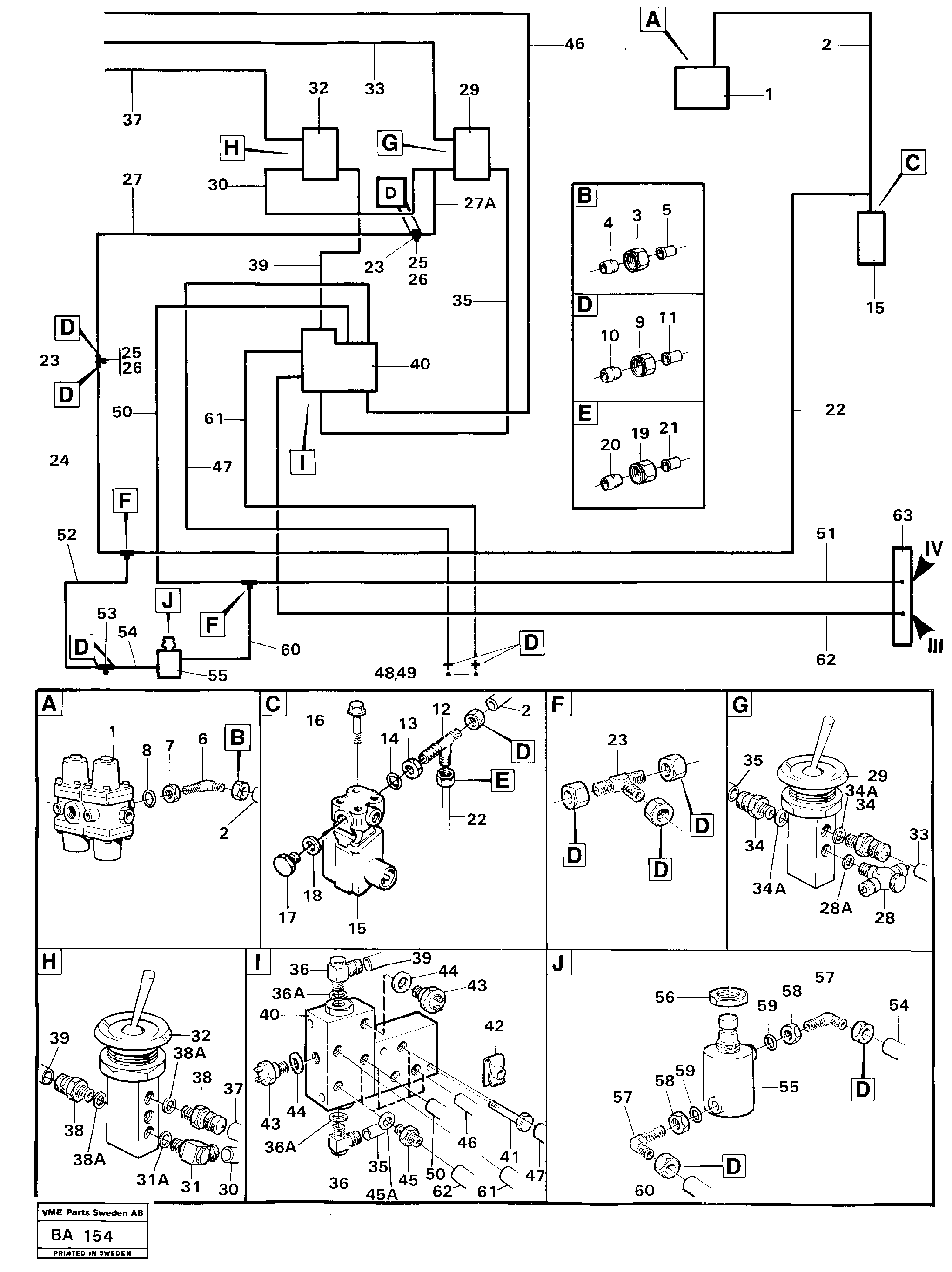 Схема запчастей Volvo A20 VOLVO BM A20 - 63616 Pneumatic system: l-diff, t-diff Tractor 