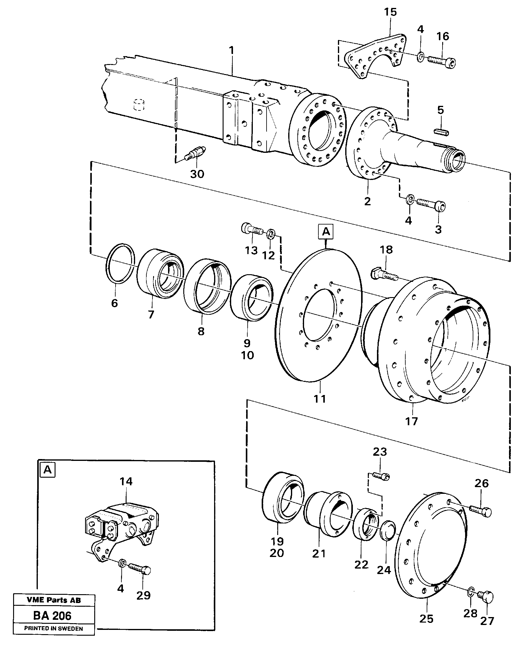 Схема запчастей Volvo A20 VOLVO BM A20 - 37533 Bogie wheel axle 