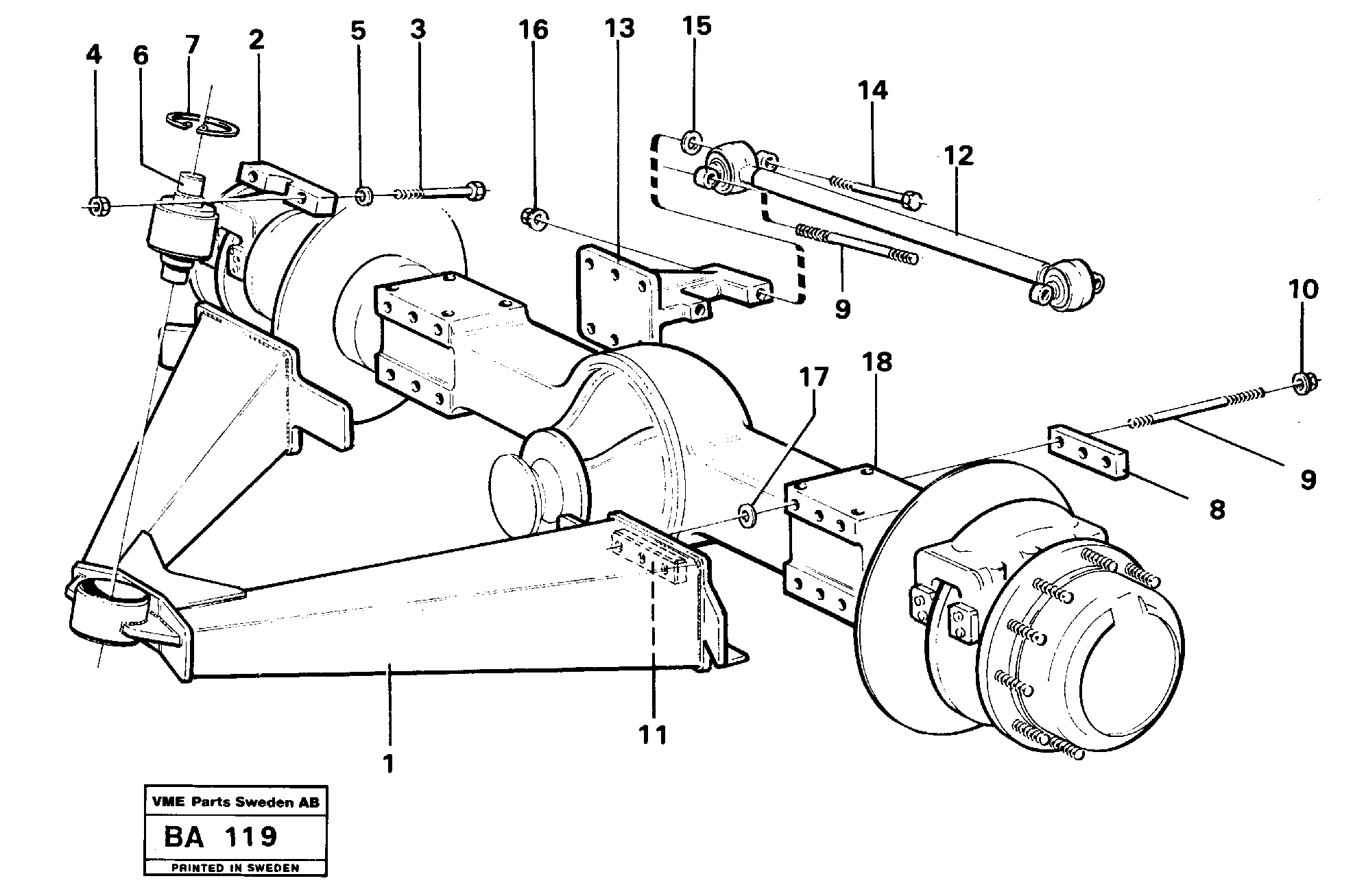 Схема запчастей Volvo A20 VOLVO BM A20 - 5228 Bogie-wheel suspension 
