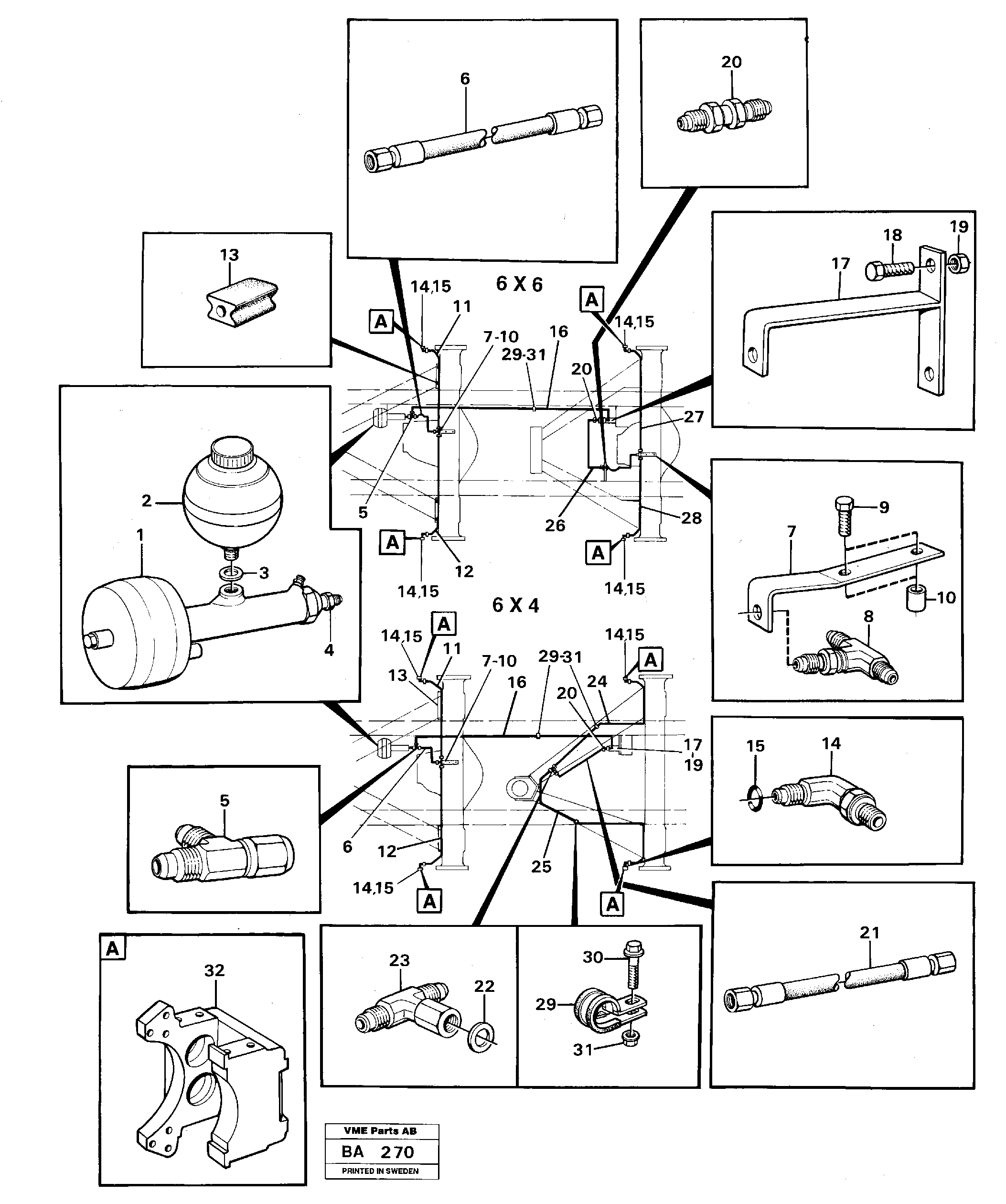 Схема запчастей Volvo A20 VOLVO BM A20 - 17764 Hydraulic brake system, trailer 