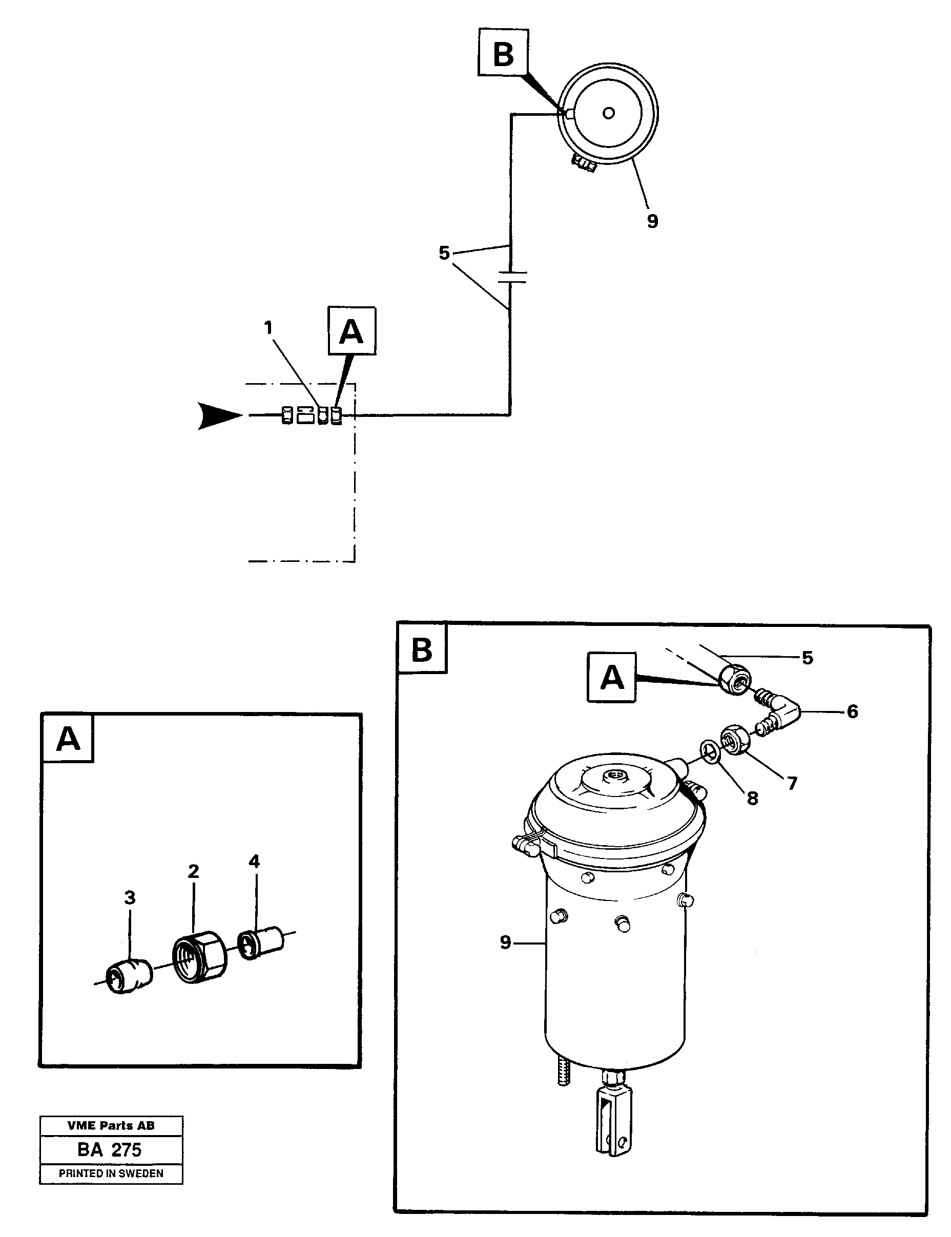 Схема запчастей Volvo A20 VOLVO BM A20 - 63617 Pneumatic system: parking brake, trailer 