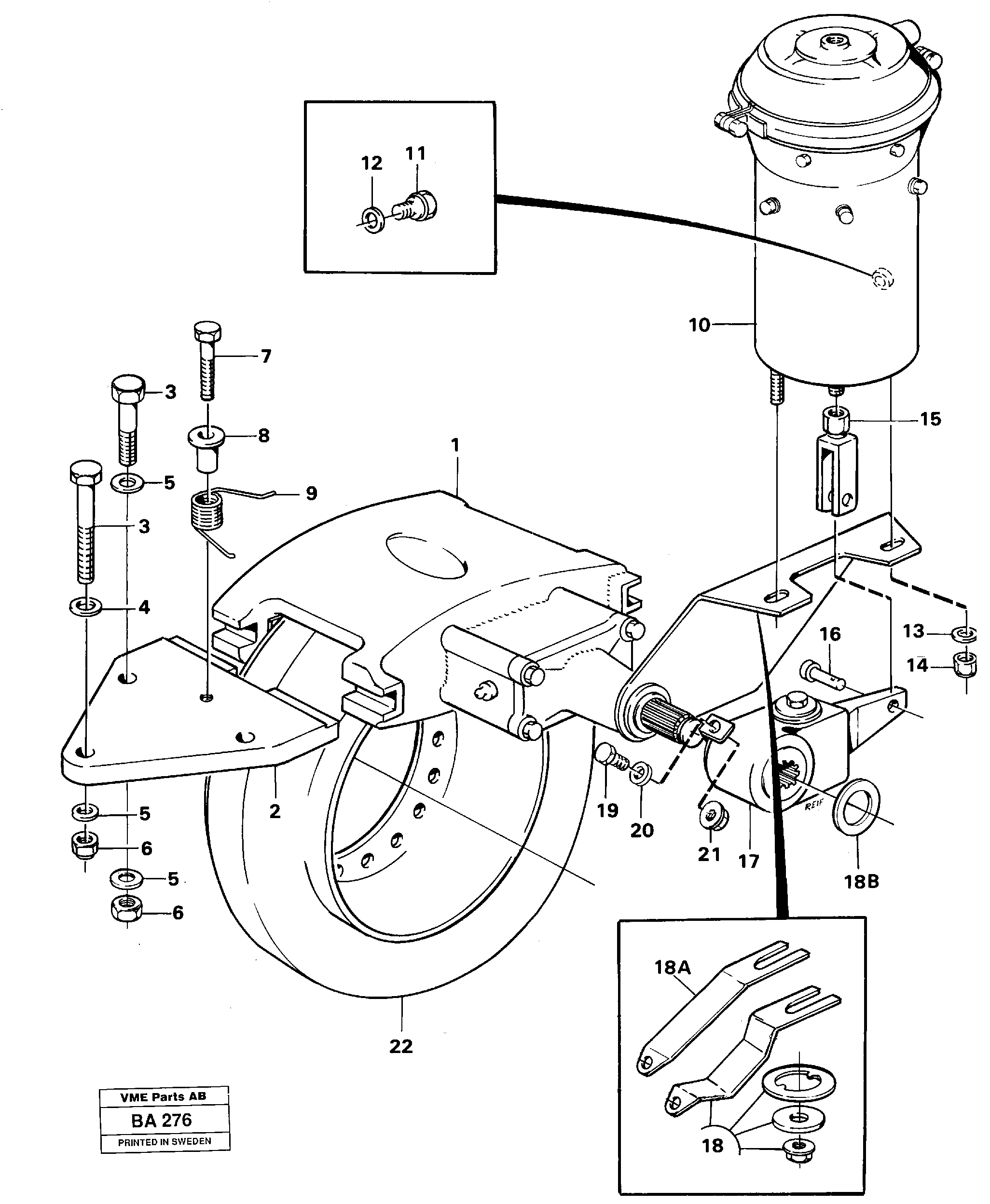 Схема запчастей Volvo A20 VOLVO BM A20 - 86099 Universaljoint brake 