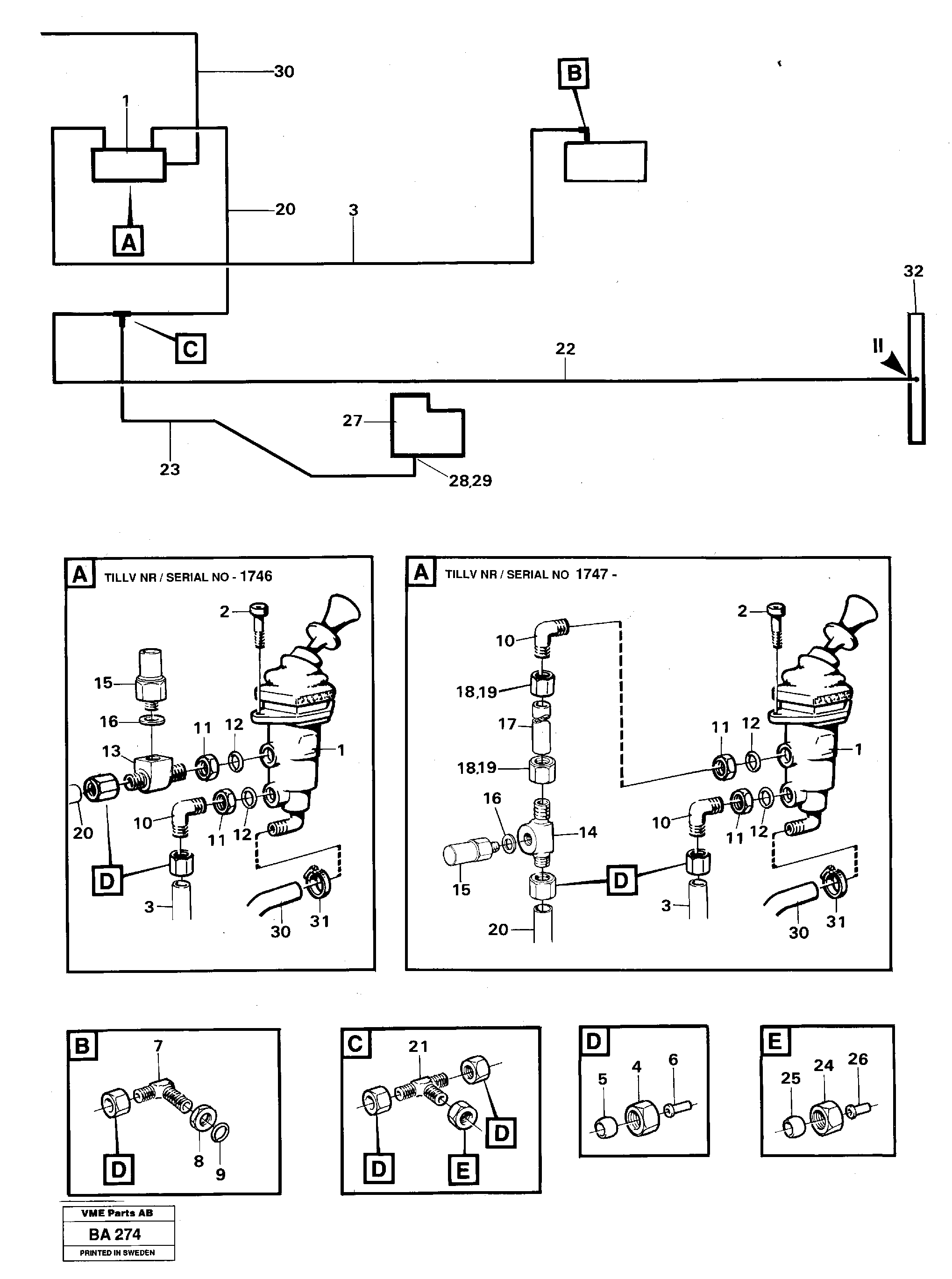 Схема запчастей Volvo A20 VOLVO BM A20 - 86128 Pneumatic system: parking brake, tractor 