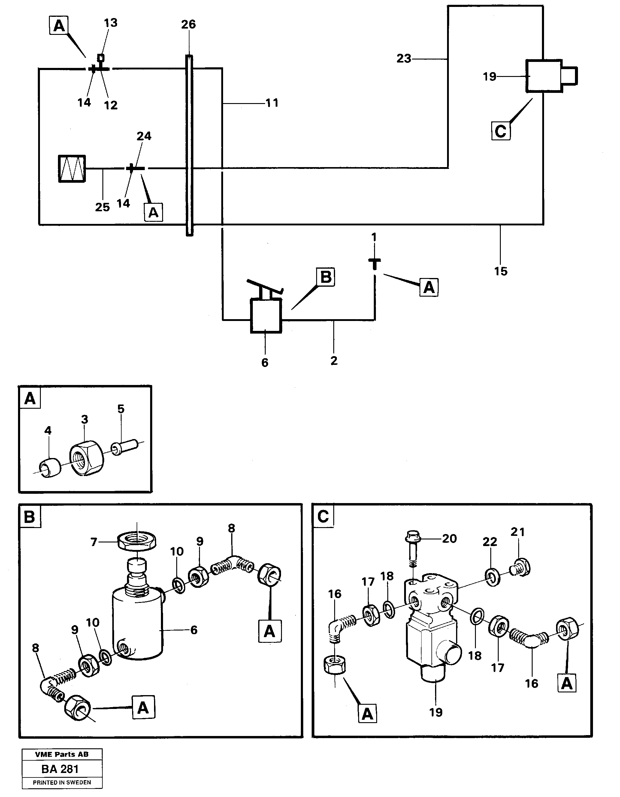 Схема запчастей Volvo A20 VOLVO BM A20 - 16641 Pneumatic system: exhaust brake 