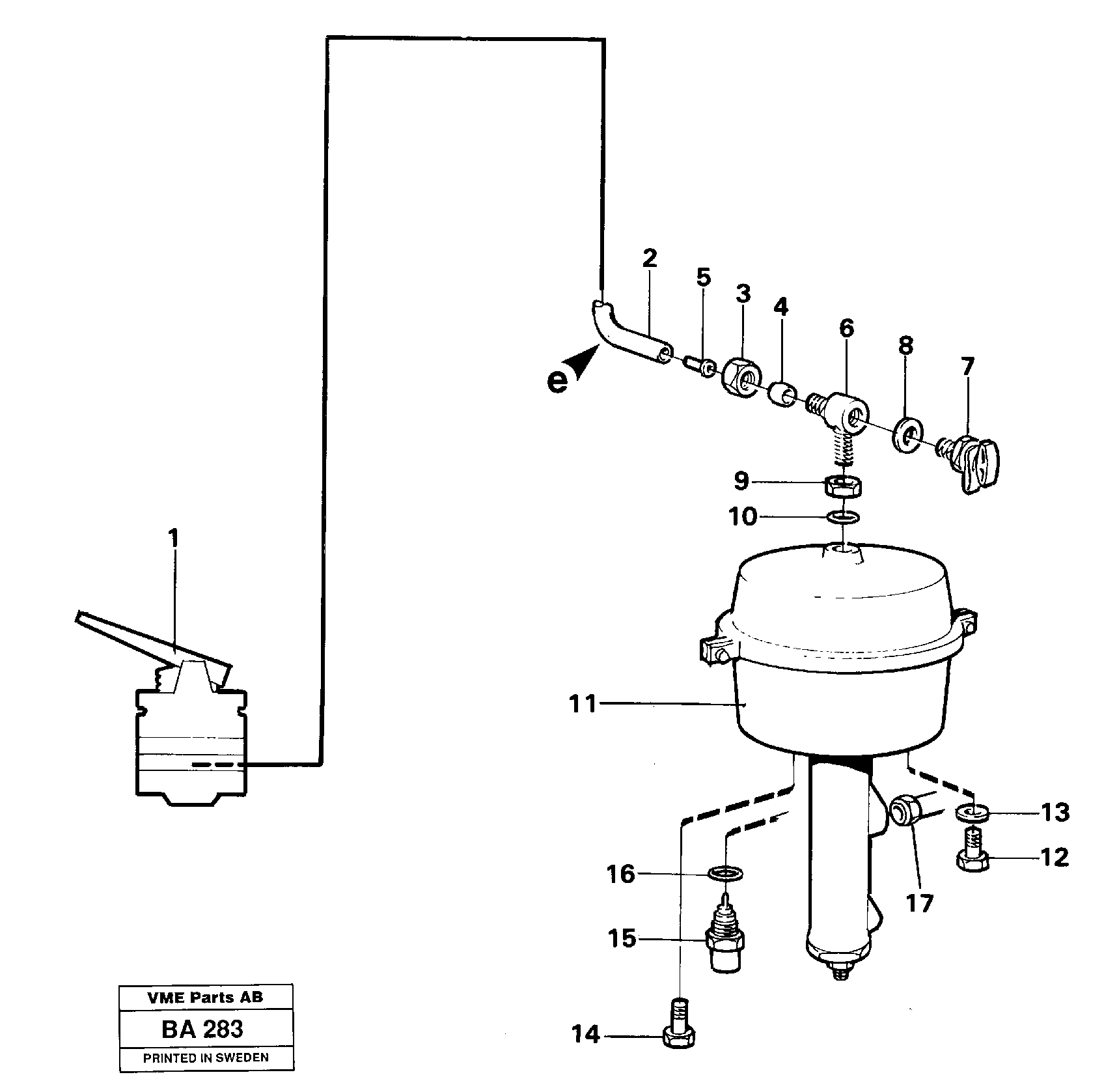 Схема запчастей Volvo A20 VOLVO BM A20 - 17020 Brake servo with fitting parts 