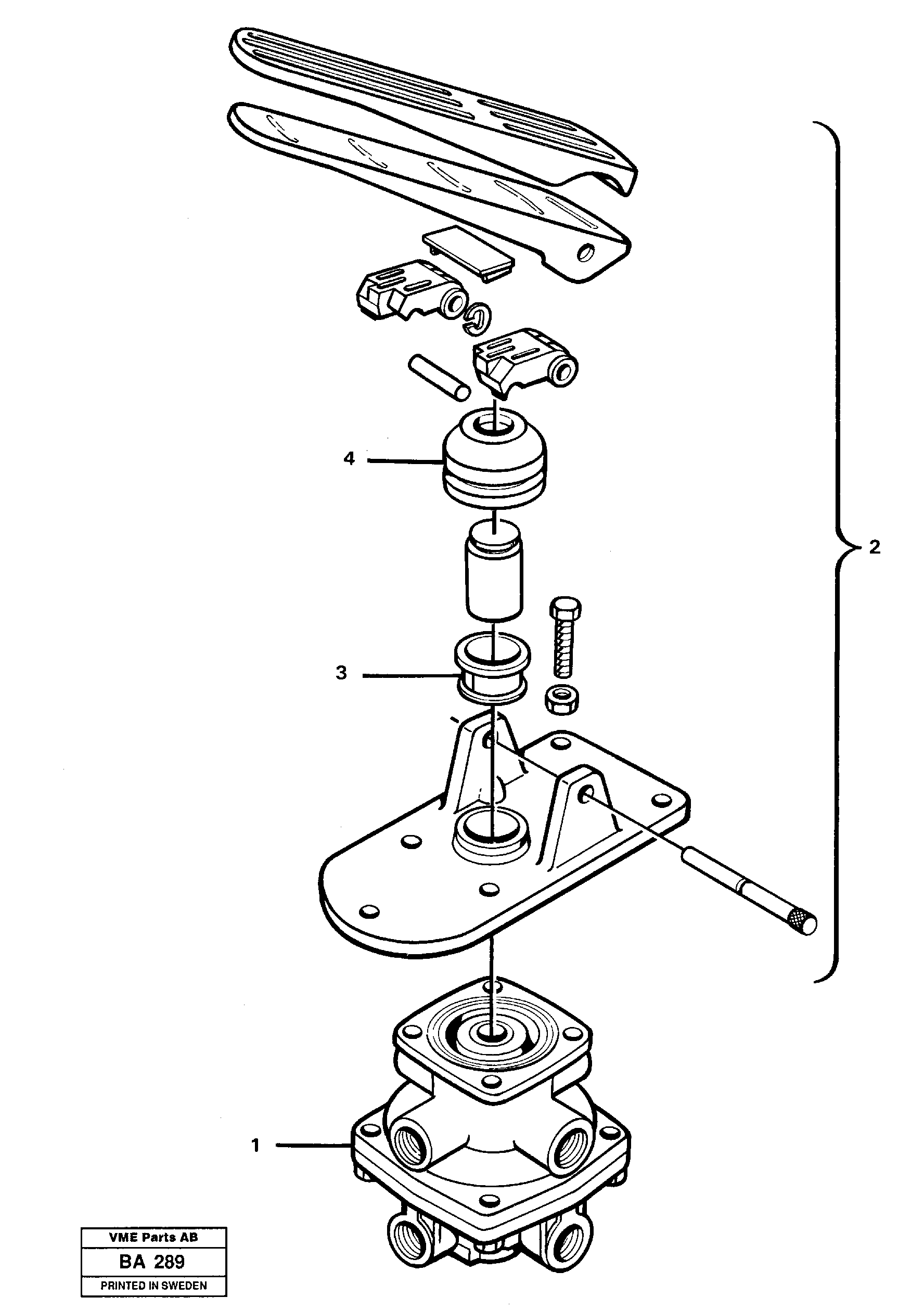 Схема запчастей Volvo A20 VOLVO BM A20 - 18965 Footbrake valve 