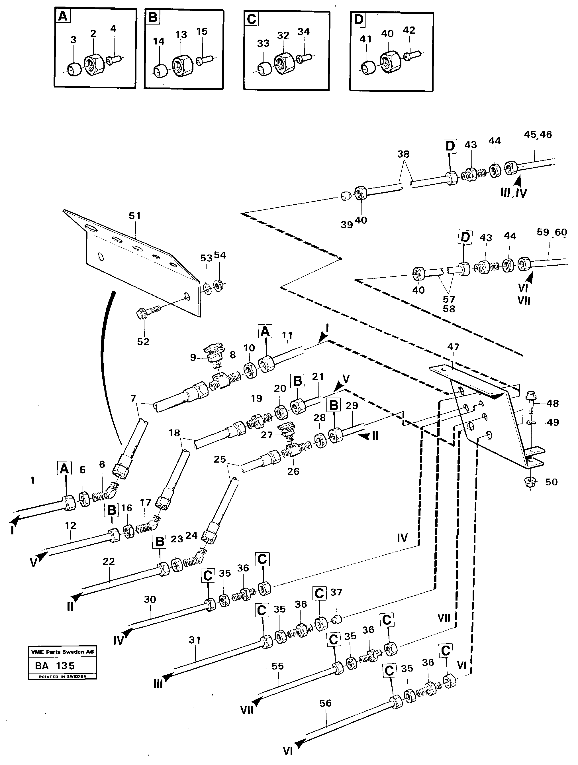 Схема запчастей Volvo A20 VOLVO BM A20 - 63618 Pneumatic system: connection plate 