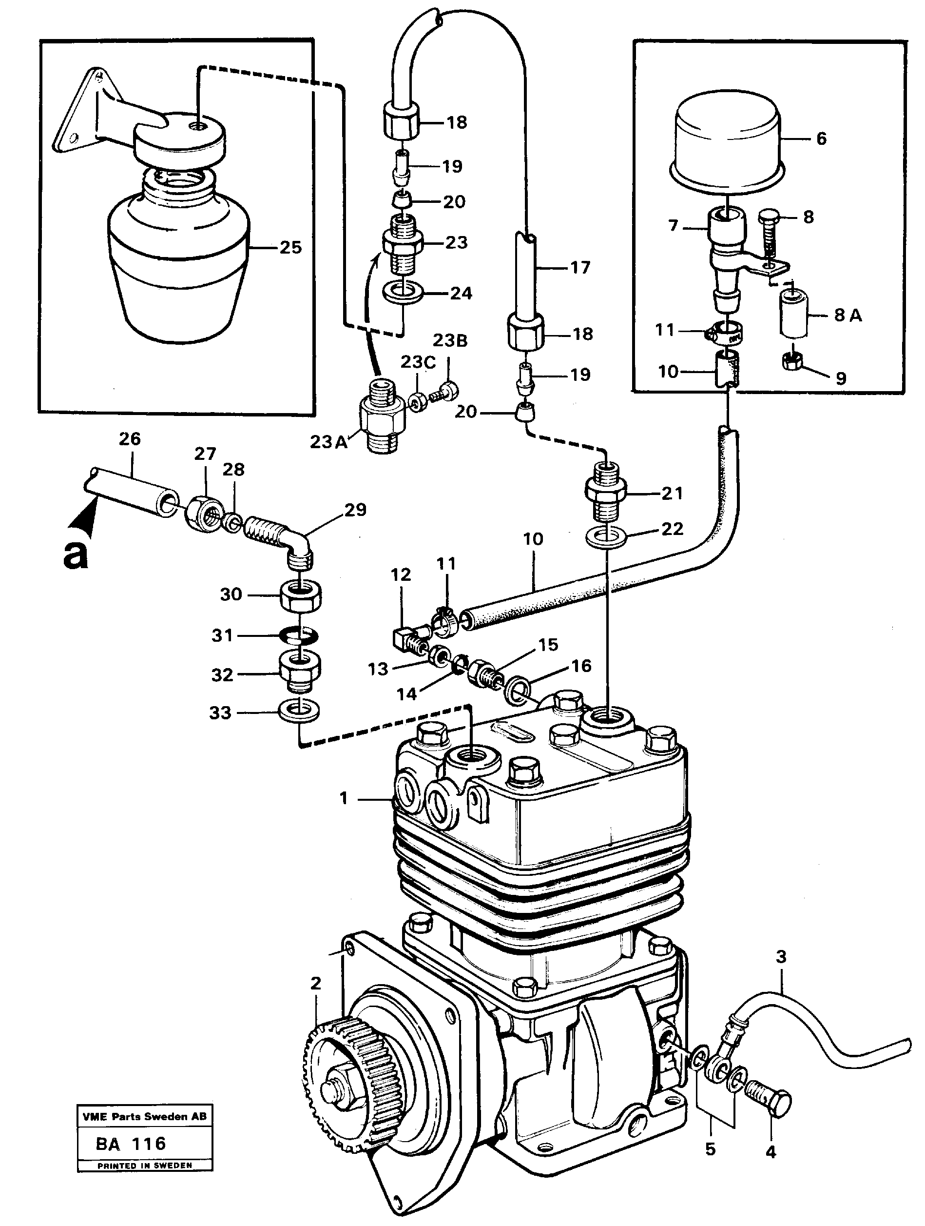 Схема запчастей Volvo A20 VOLVO BM A20 - 82122 Air-compressor with fitting parts 