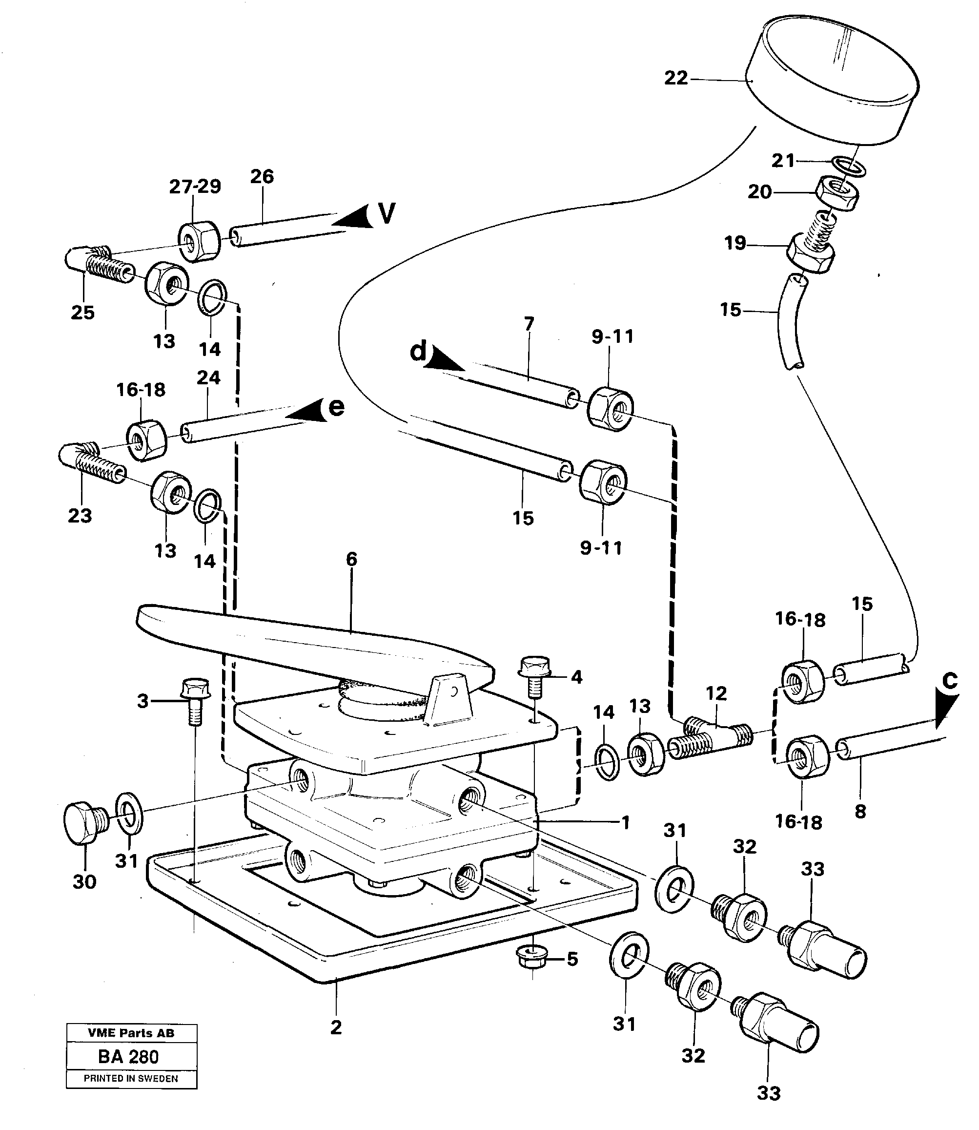 Схема запчастей Volvo A20 VOLVO BM A20 - 82211 Footbrake valve with mountings 