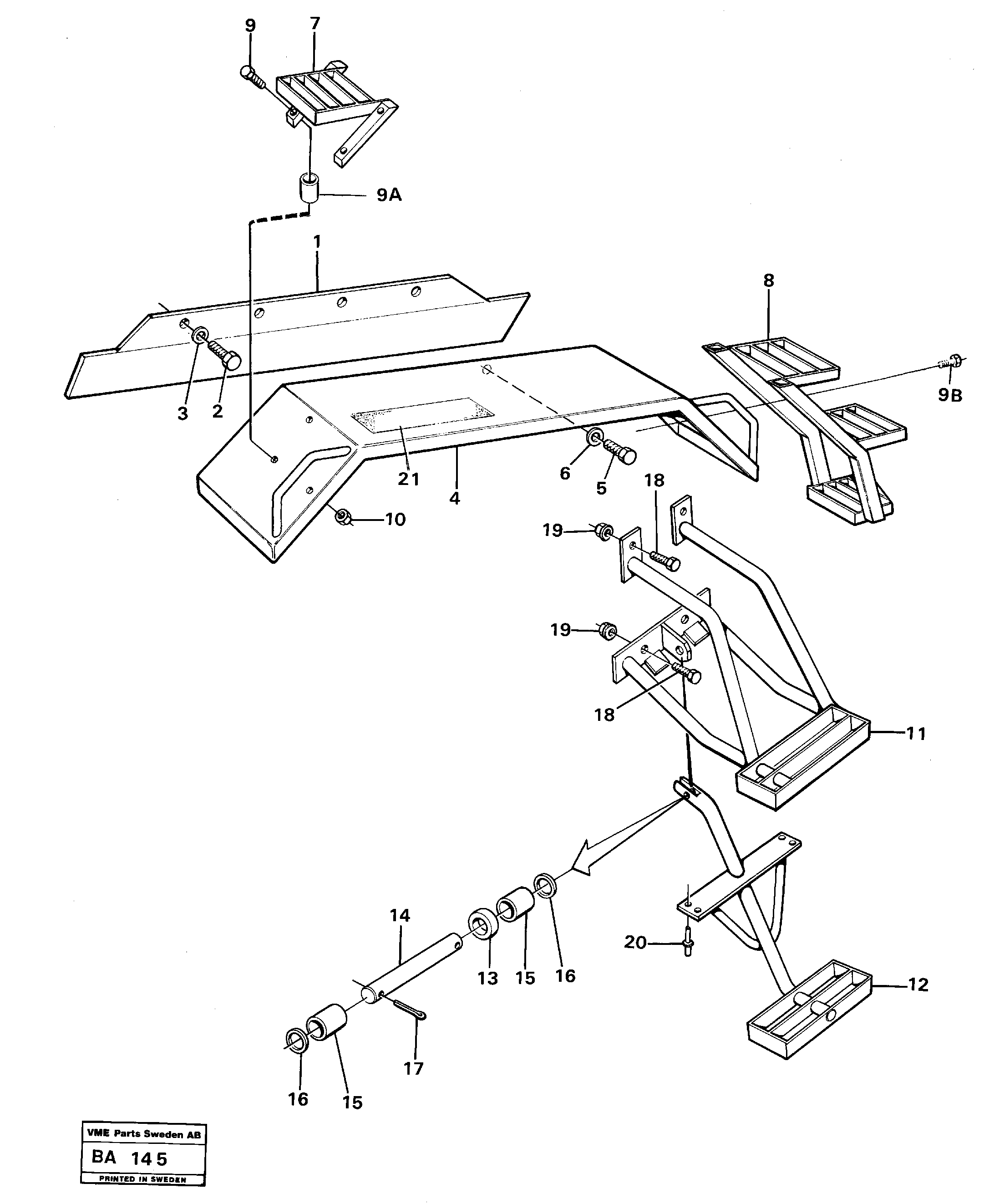 Схема запчастей Volvo A20 VOLVO BM A20 - 32520 Mudguard and steps 