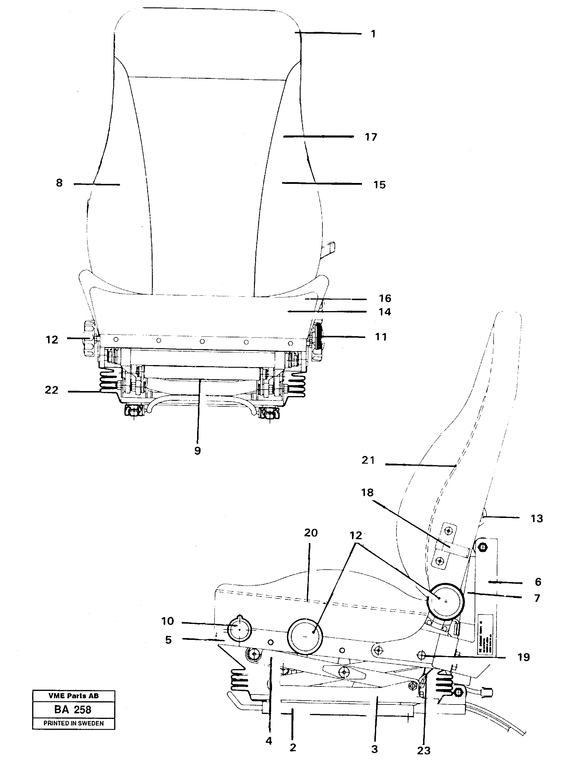 Схема запчастей Volvo A20 VOLVO BM A20 - 25043 Operators seat 