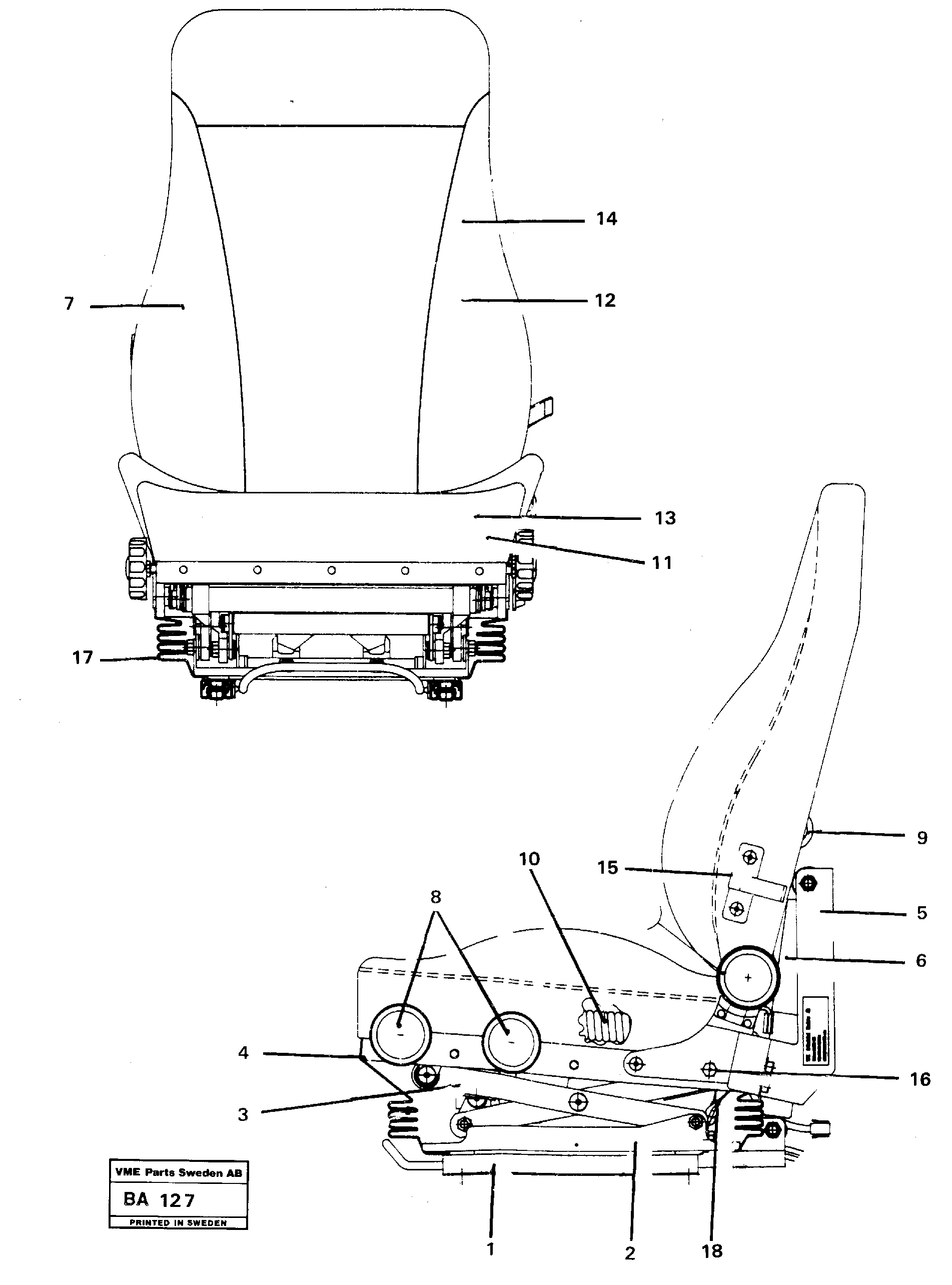 Схема запчастей Volvo A20 VOLVO BM A20 - 38282 Operators seat 