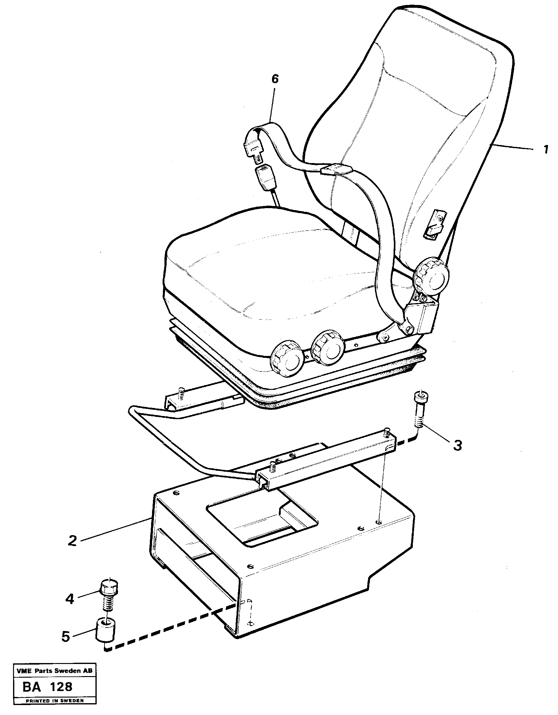 Схема запчастей Volvo A20 VOLVO BM A20 - 6571 Operator seat with fitting parts 