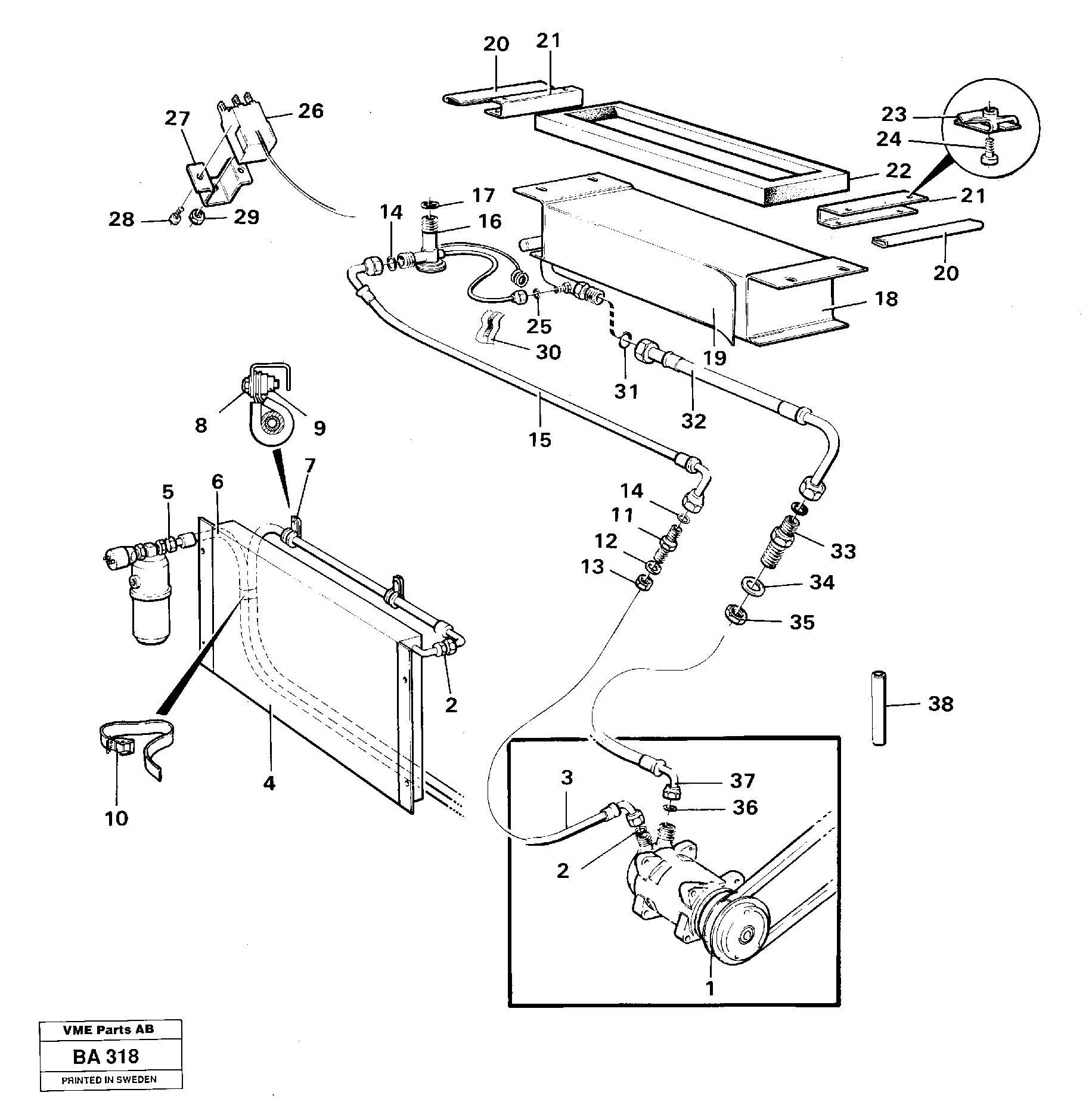 Схема запчастей Volvo A20 VOLVO BM A20 - 16642 Air-conditioning evaporator 