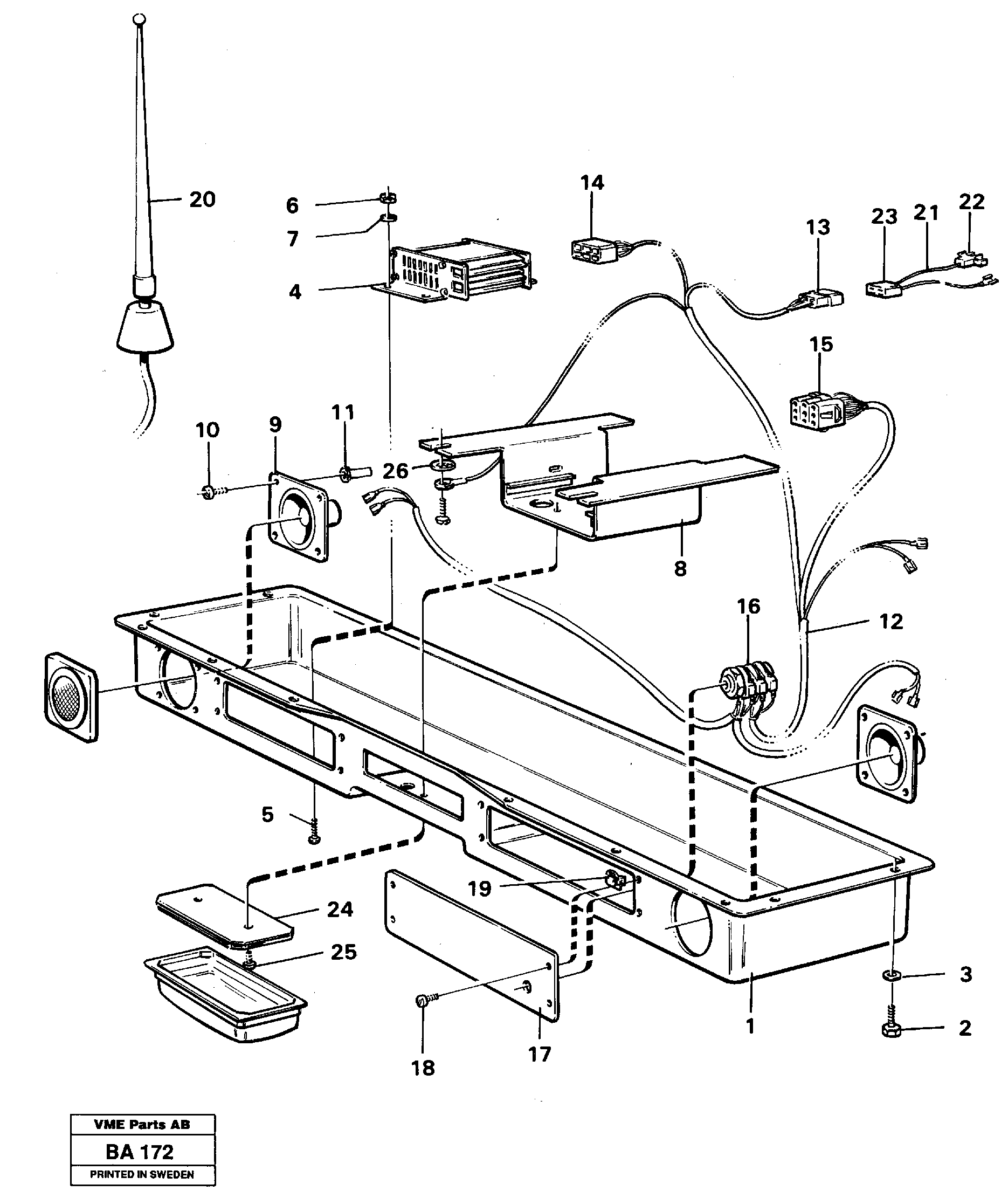 Схема запчастей Volvo A20 VOLVO BM A20 - 25050 Radio panel 