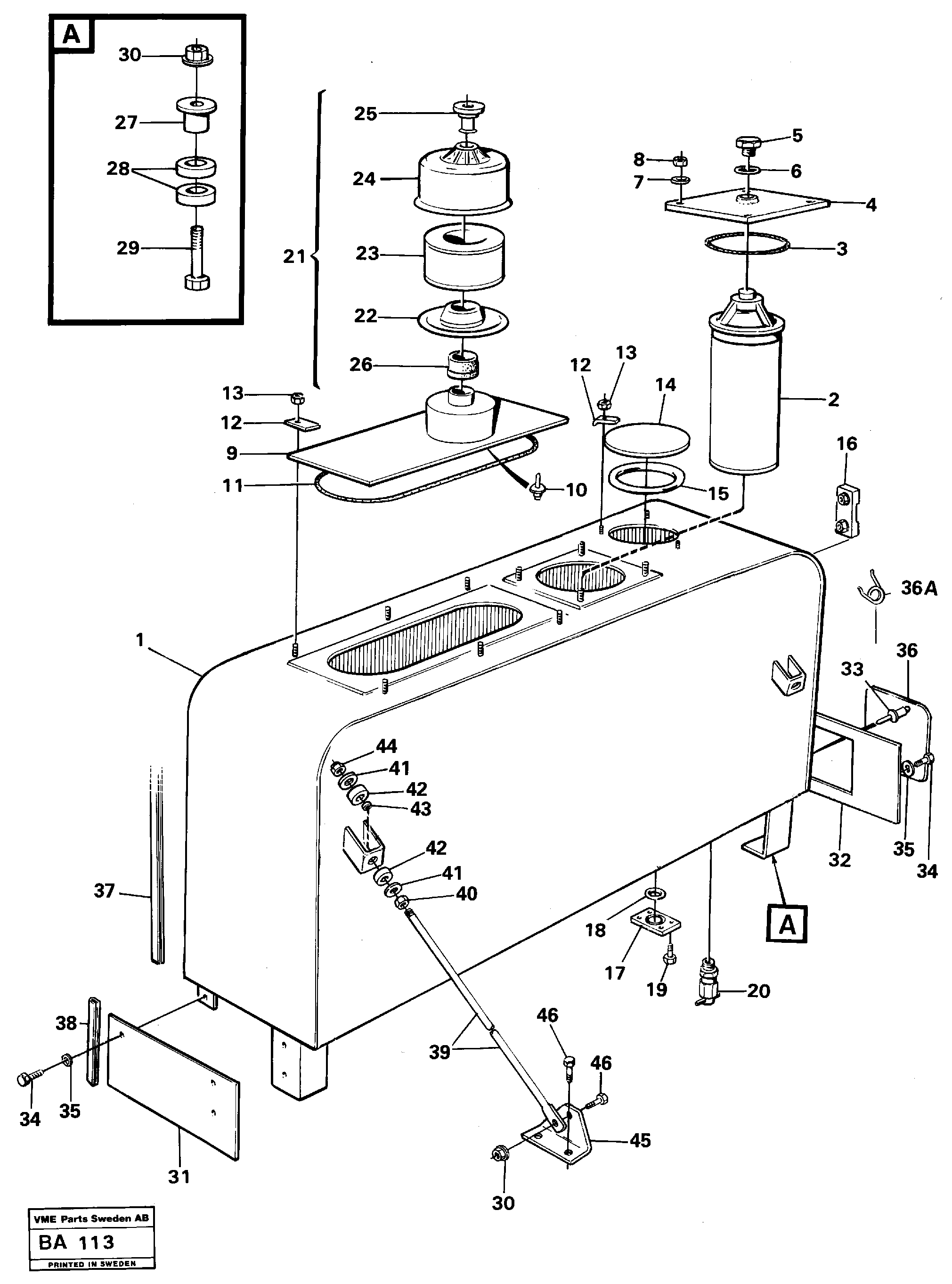Схема запчастей Volvo A20 VOLVO BM A20 - 22177 Гидробак 