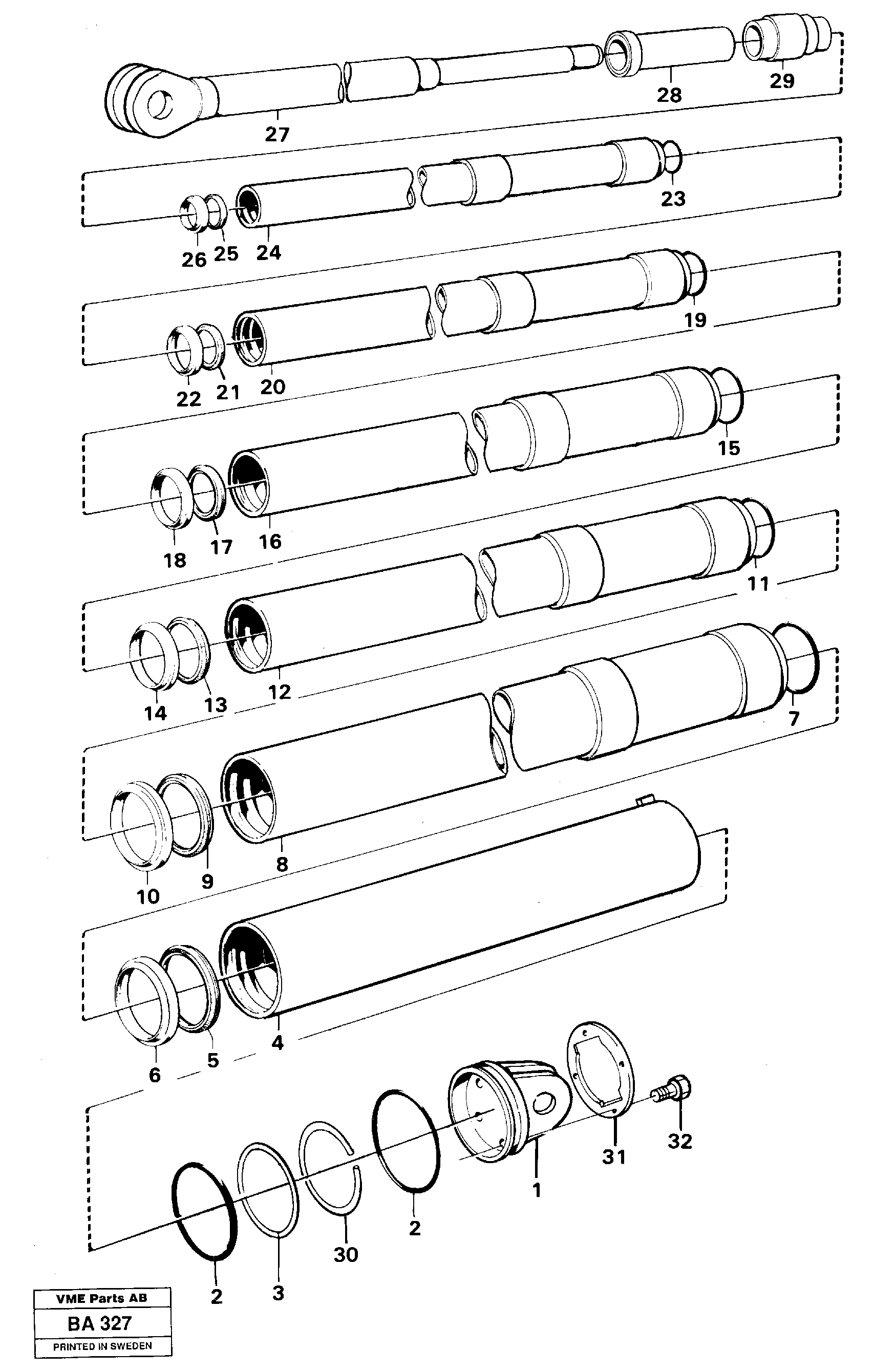 Схема запчастей Volvo A20 VOLVO BM A20 - 59685 Hoist cylinder Ser No 1127 - 1532 