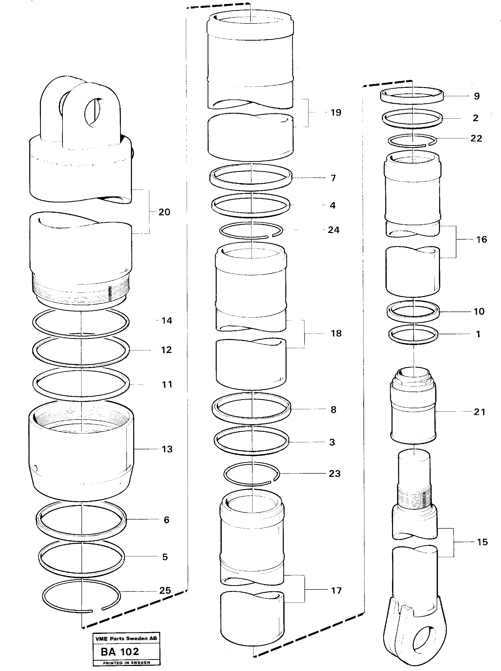 Схема запчастей Volvo A20 VOLVO BM A20 - 60253 Tipping cylinder Ser No 2080 - 