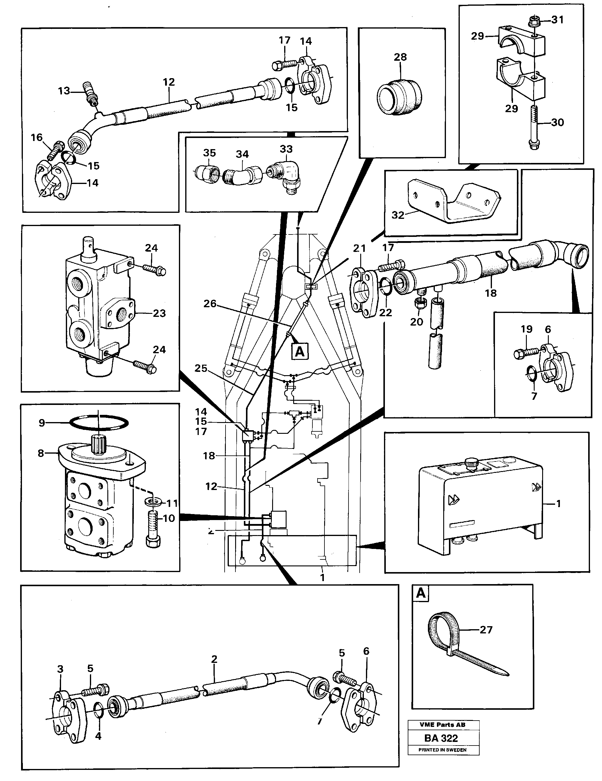 Схема запчастей Volvo A20 VOLVO BM A20 - 98063 Hydraulic system tractor 
