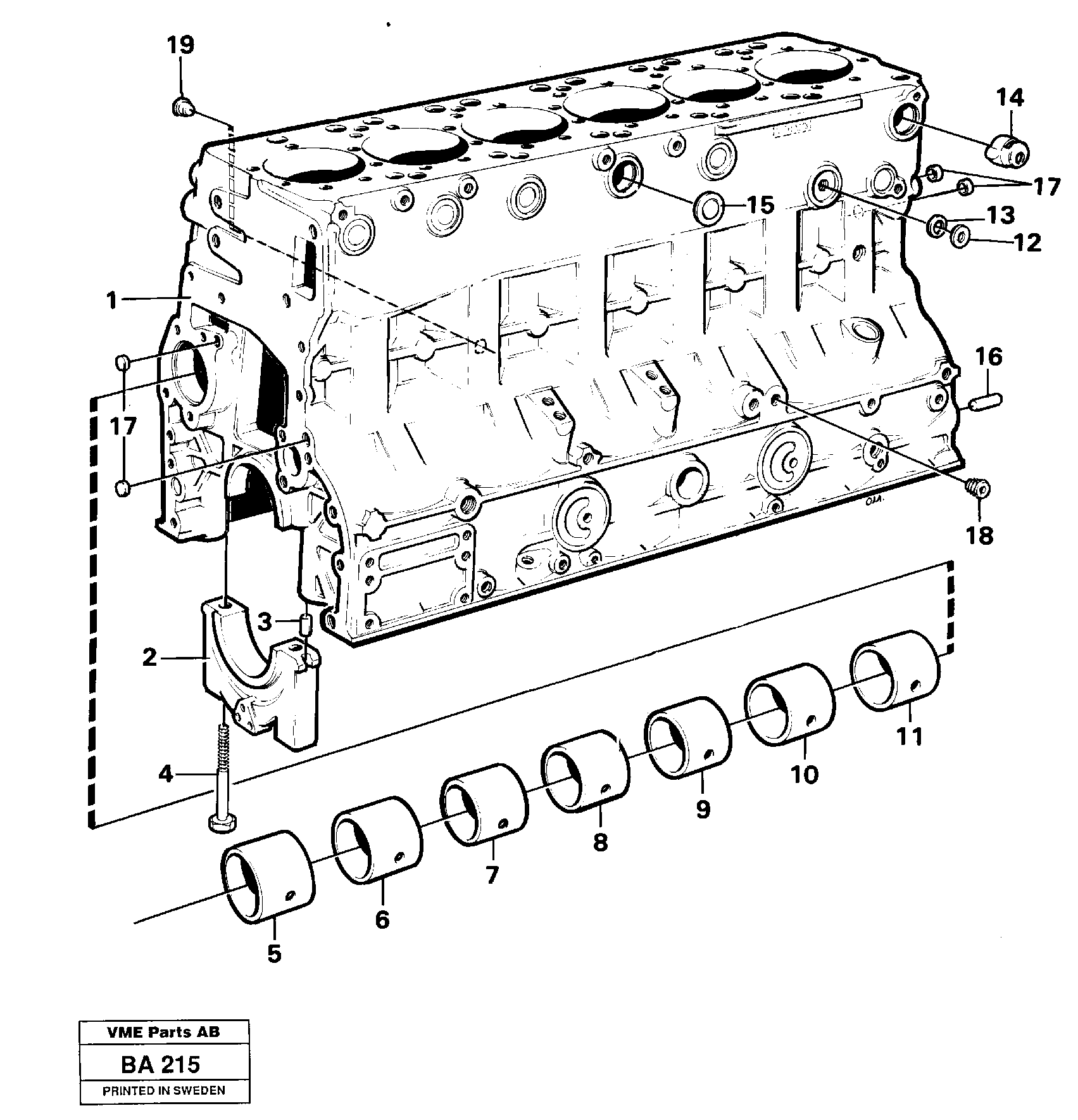 Схема запчастей Volvo A20 VOLVO BM A20 - 101002 Блок цилиндров 