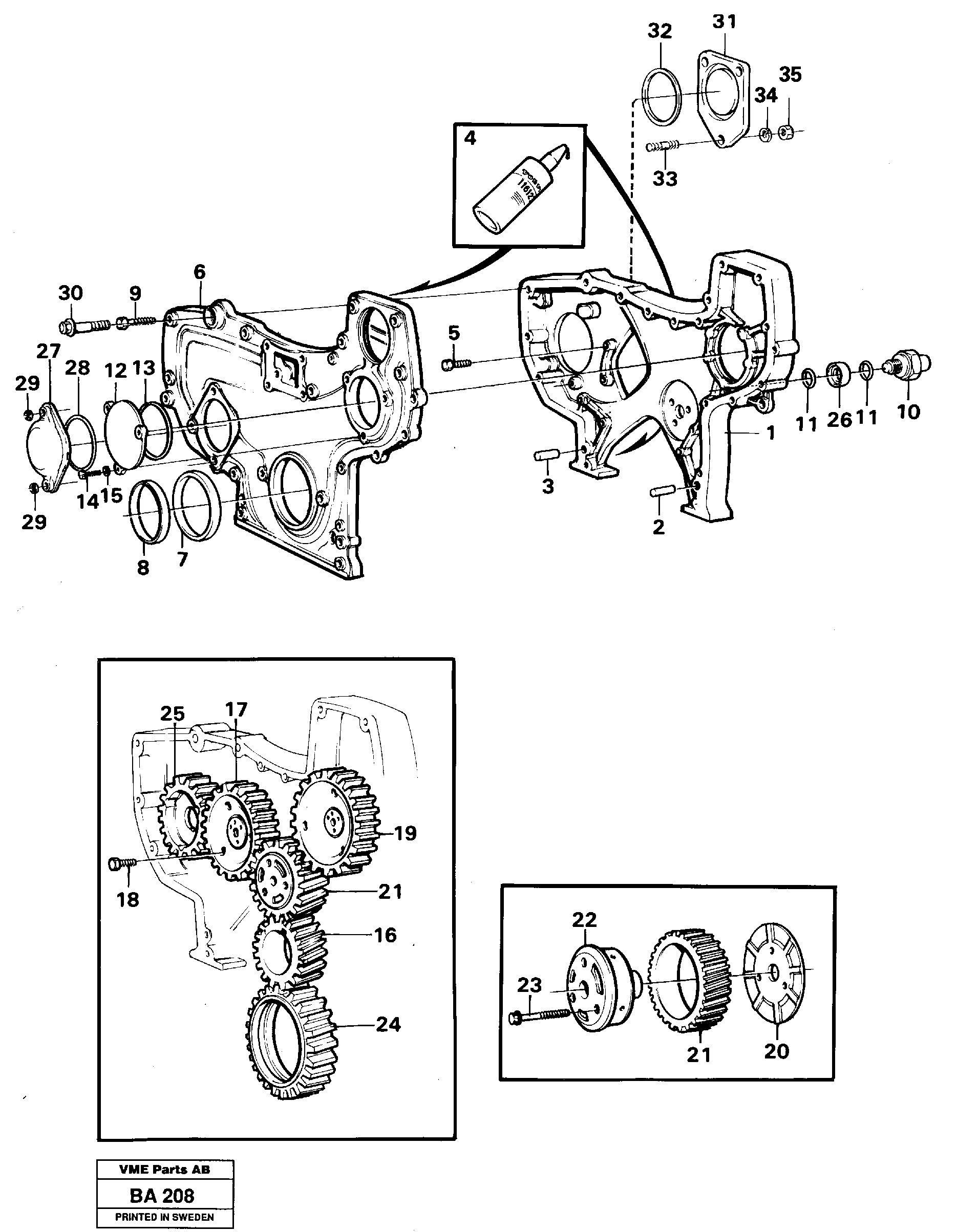 Схема запчастей Volvo A20 VOLVO BM A20 - 16557 Timing gear casing and gears 