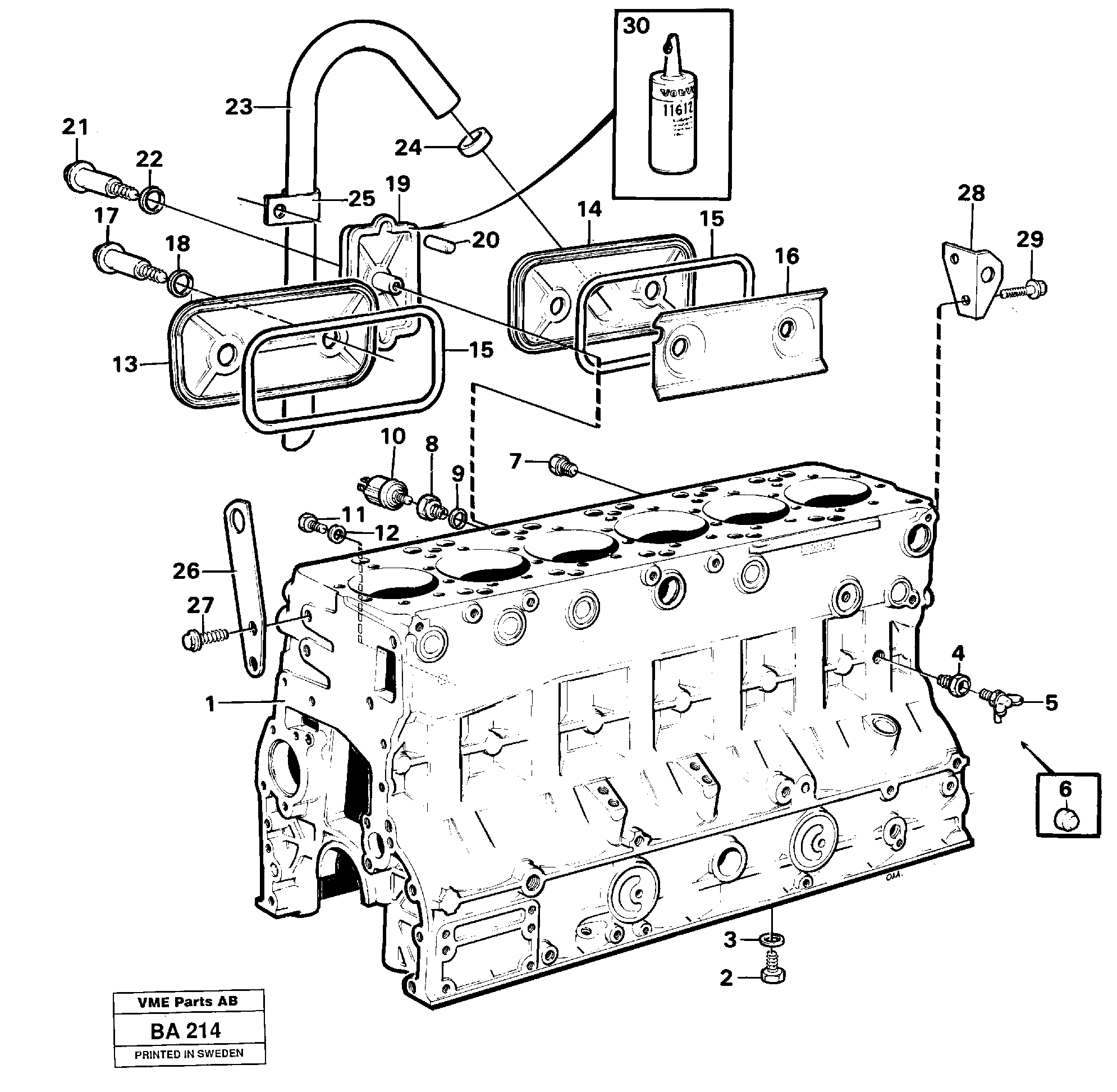 Схема запчастей Volvo A20 VOLVO BM A20 - 48413 Cylinder-block with fitting parts 