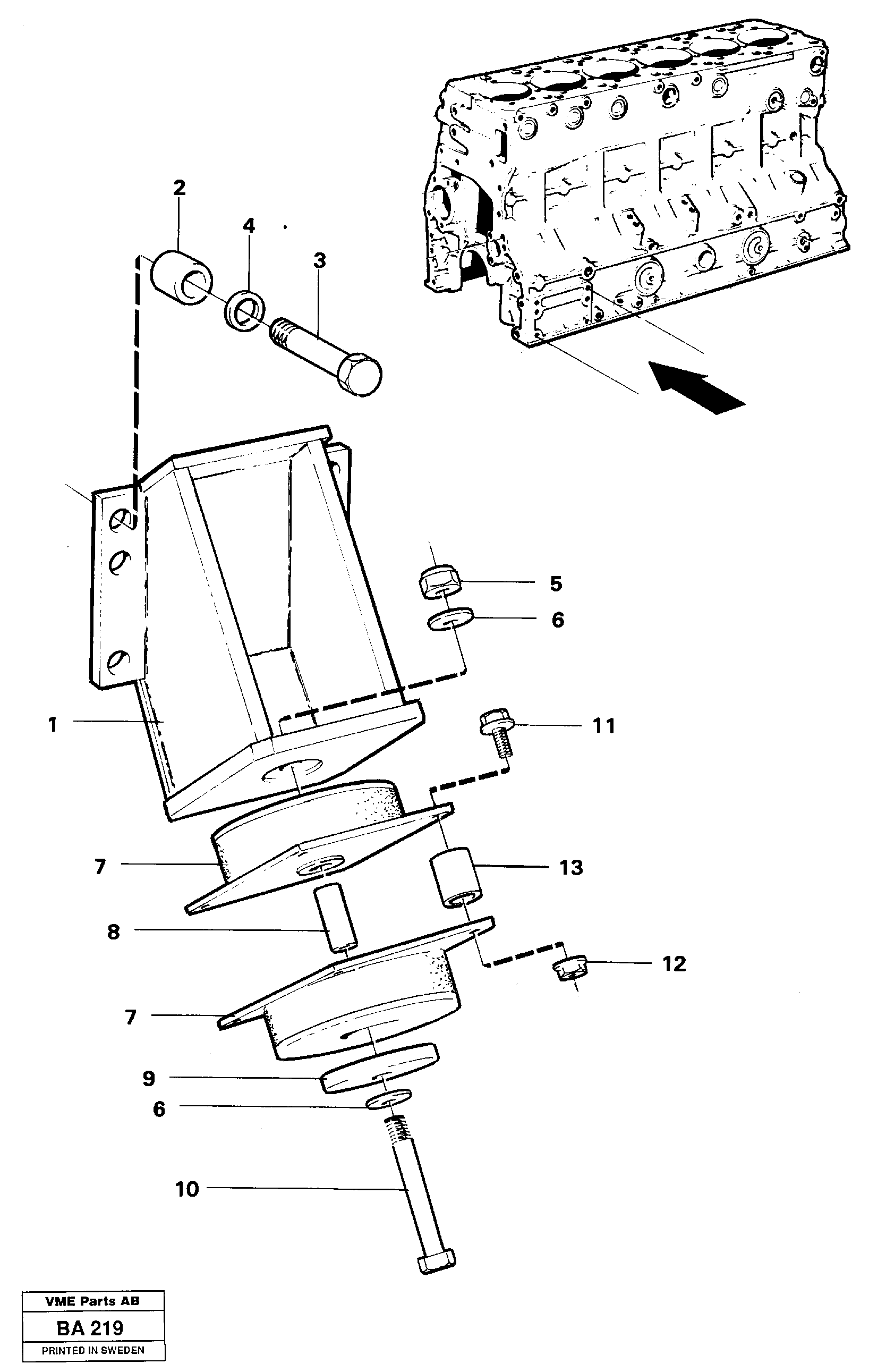 Схема запчастей Volvo A20 VOLVO BM A20 - 81579 Установка двигателя 