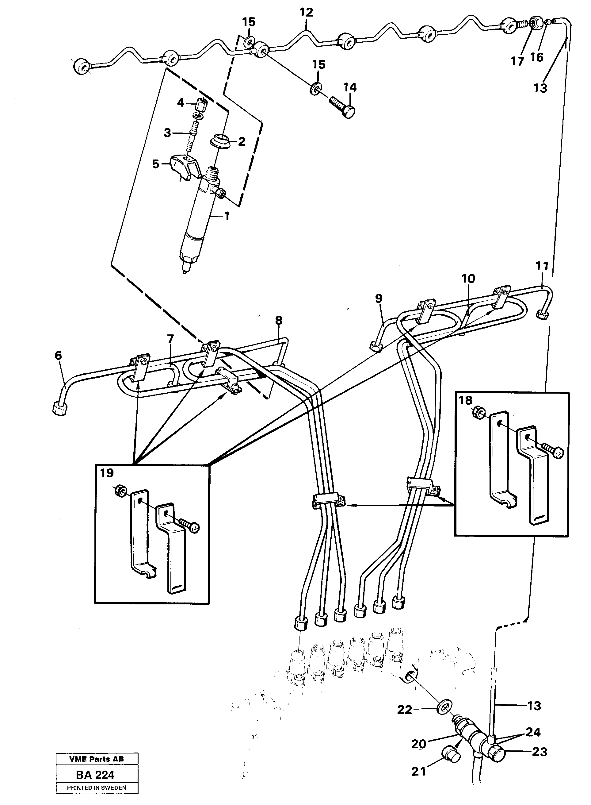 Схема запчастей Volvo A20 VOLVO BM A20 - 52042 Fuel pipes, injectors 