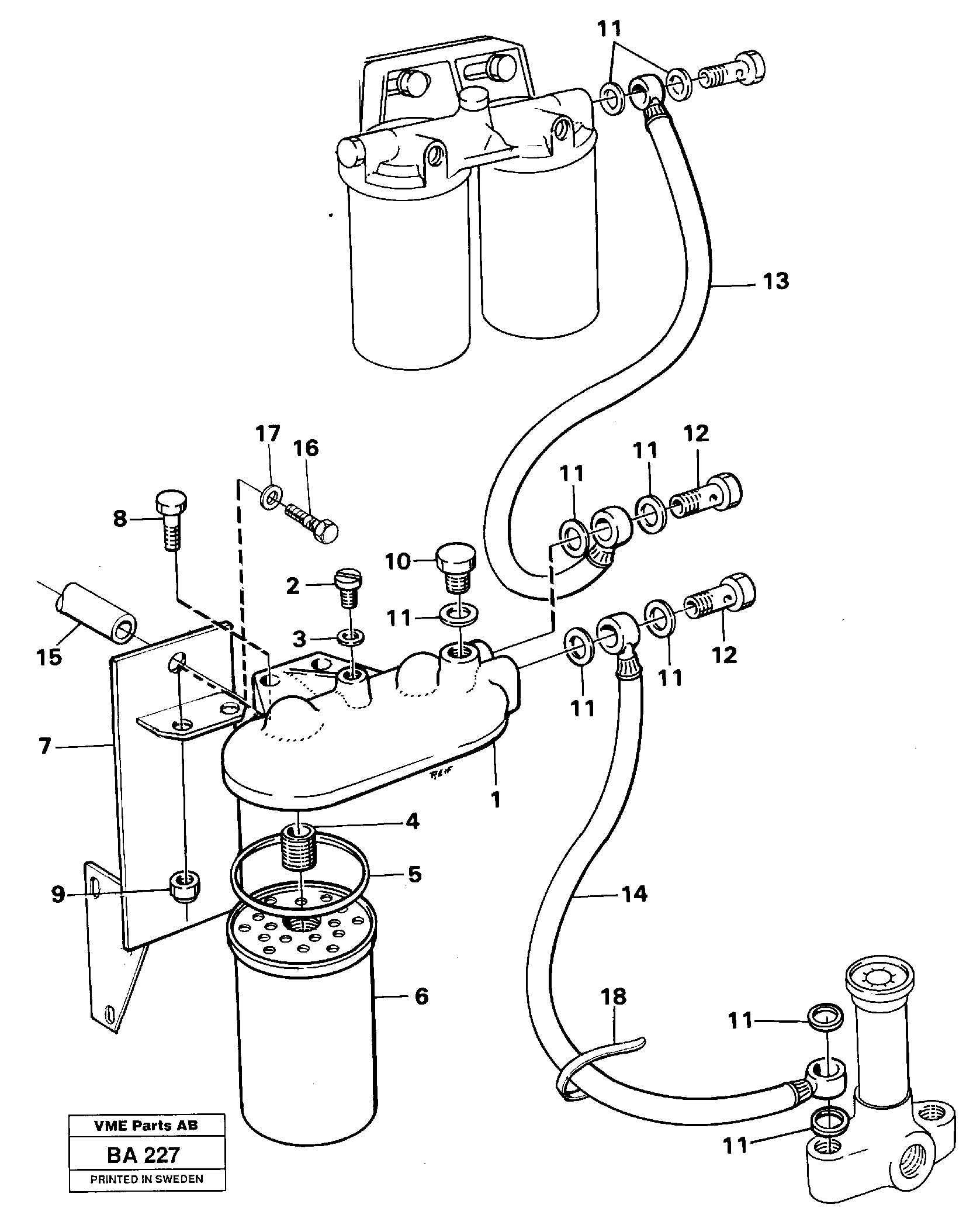 Схема запчастей Volvo A20 VOLVO BM A20 - 83170 Extra fuel filter 