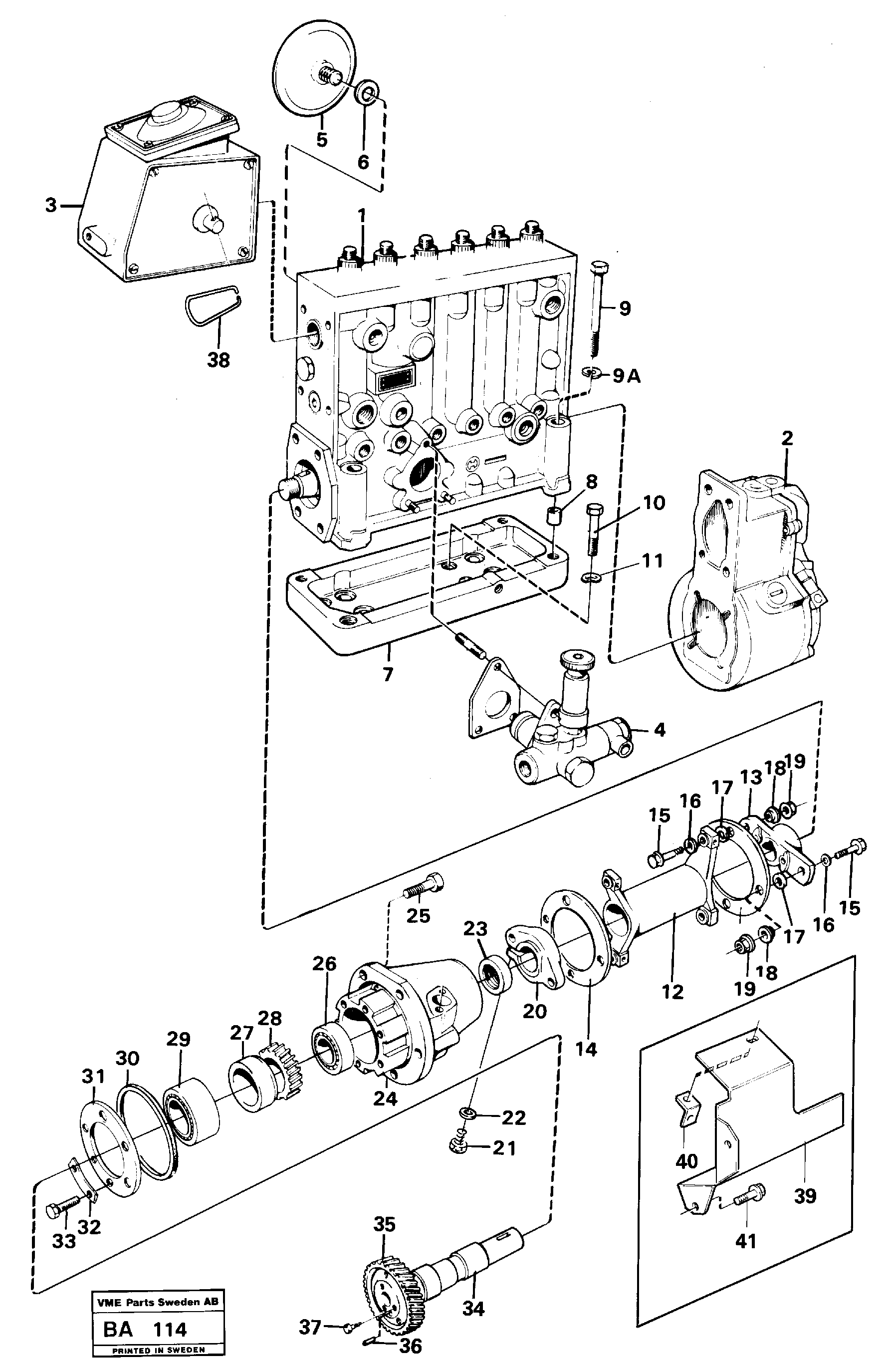 Схема запчастей Volvo A20 VOLVO BM A20 - 88369 Injection pump with drive 
