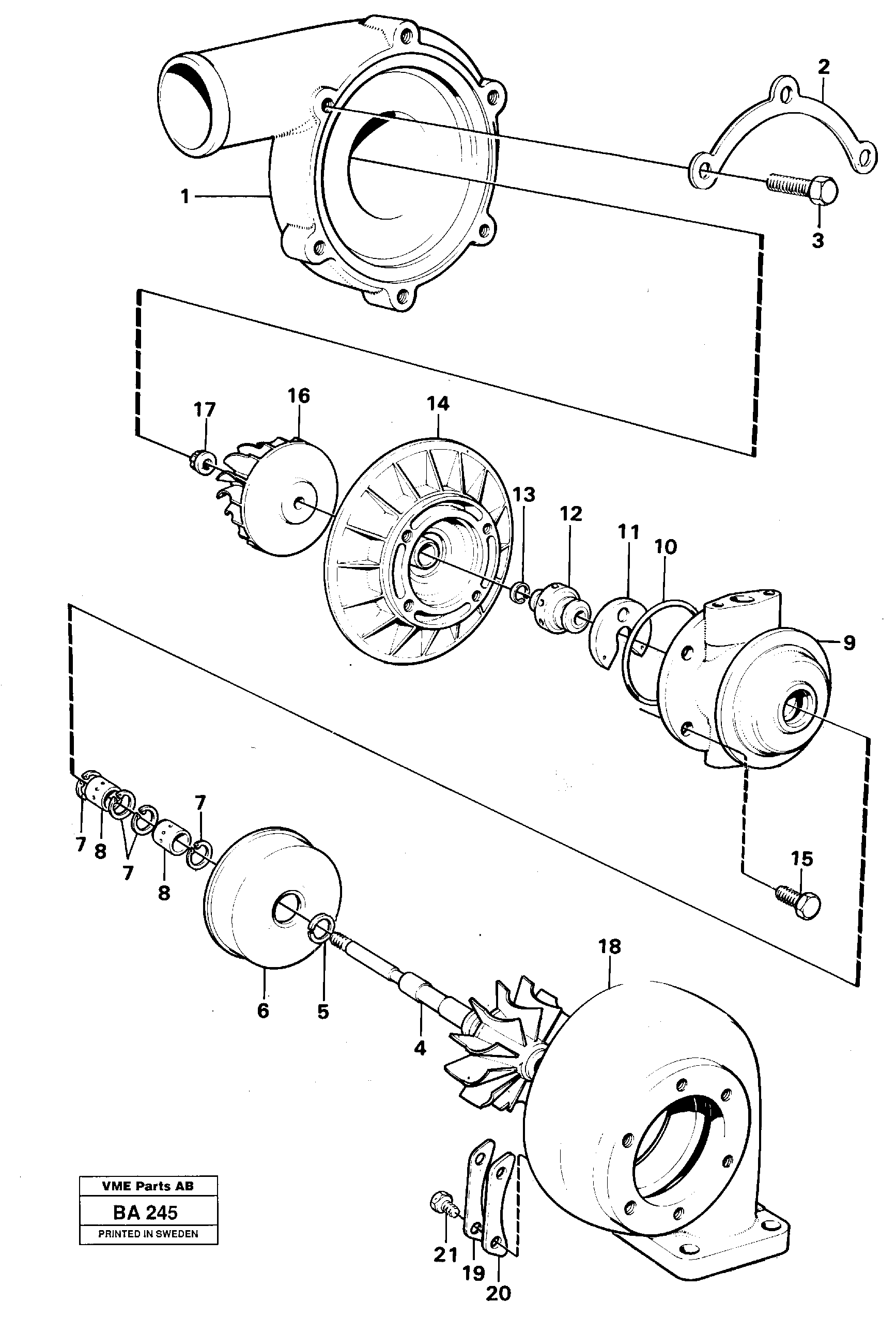 Схема запчастей Volvo A20 VOLVO BM A20 - 16651 Турбокомпрессор (турбина) 