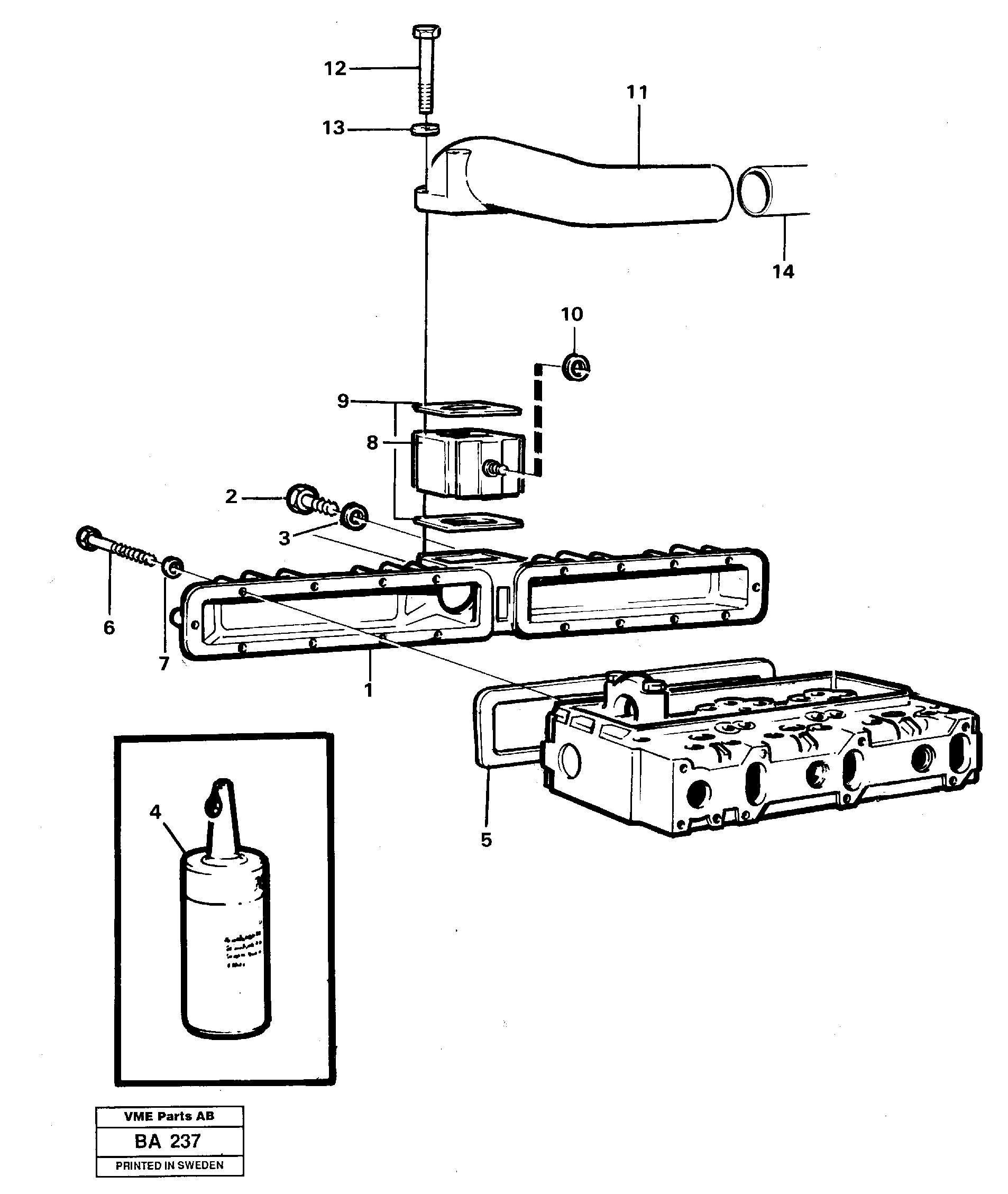 Схема запчастей Volvo A20 VOLVO BM A20 - 54000 Inlet manifold 