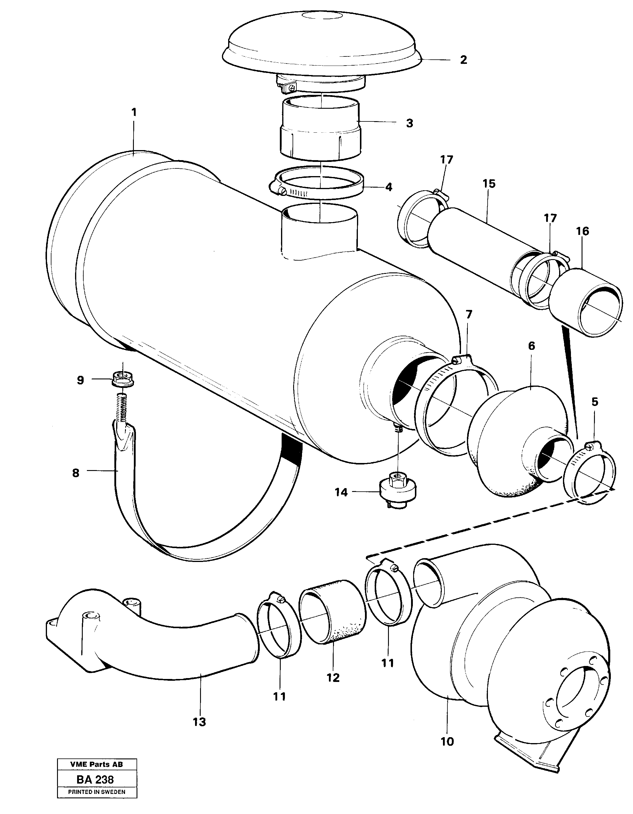 Схема запчастей Volvo A20 VOLVO BM A20 - 72019 Система впуска 