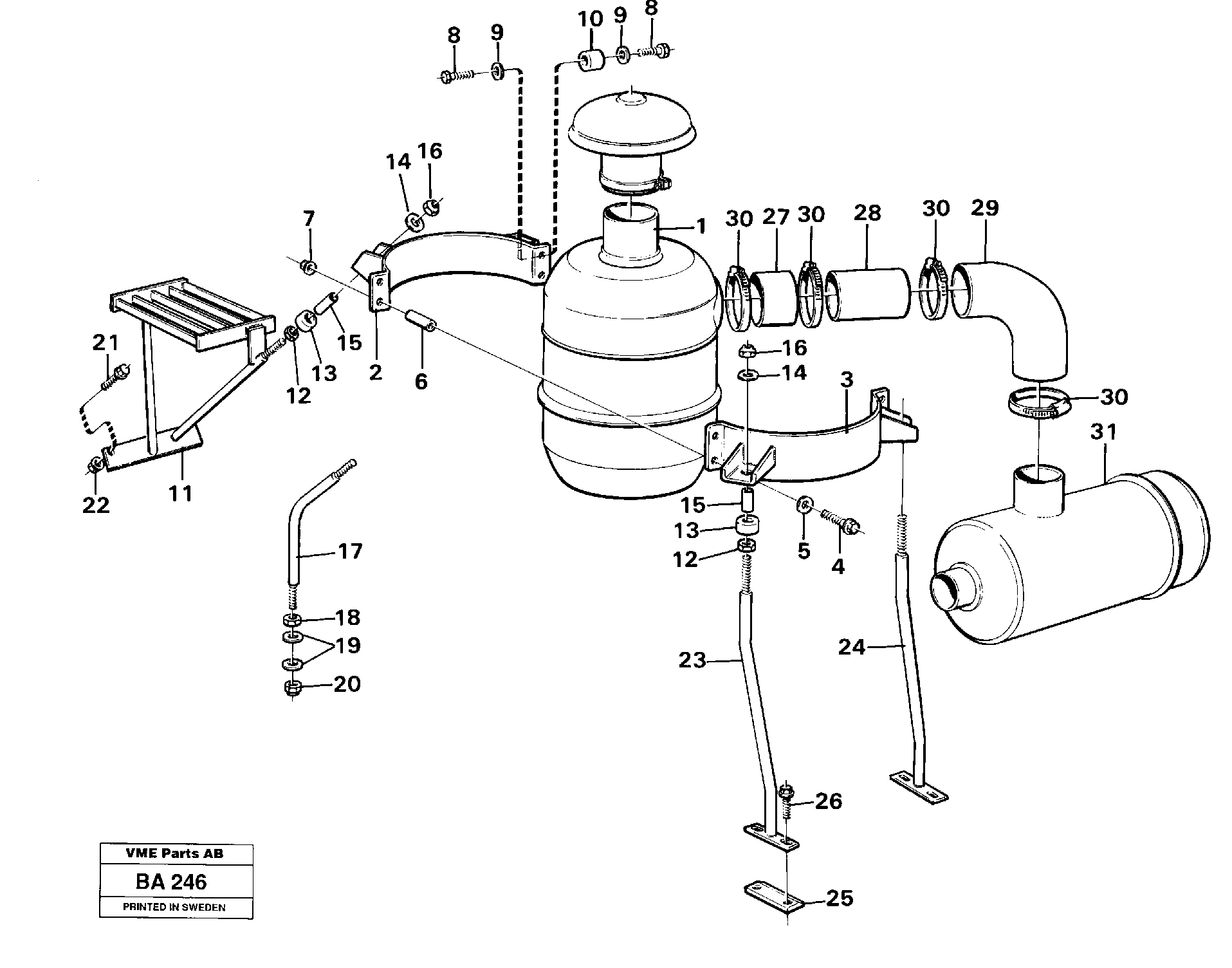 Схема запчастей Volvo A20 VOLVO BM A20 - 86599 Oil bath air cleaner 