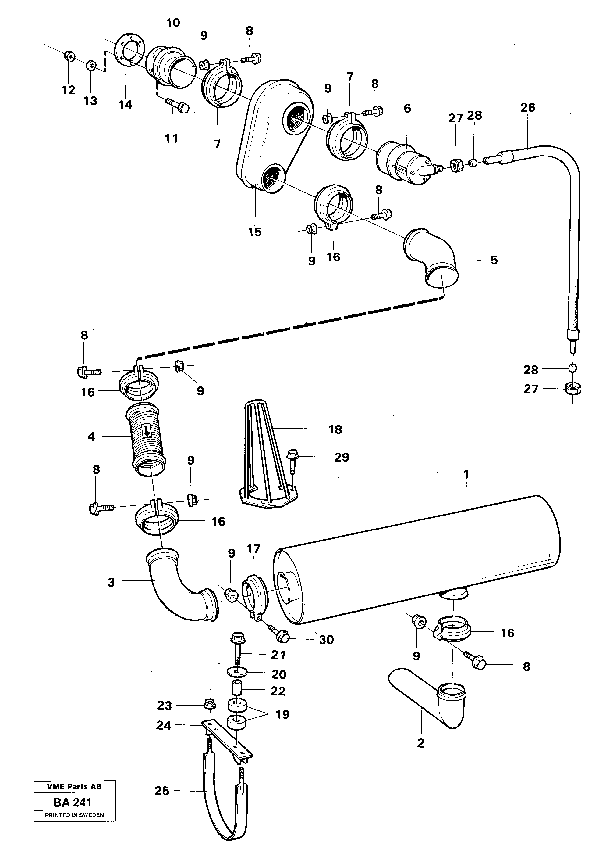 Схема запчастей Volvo A20 VOLVO BM A20 - 88801 Выхлопная система 