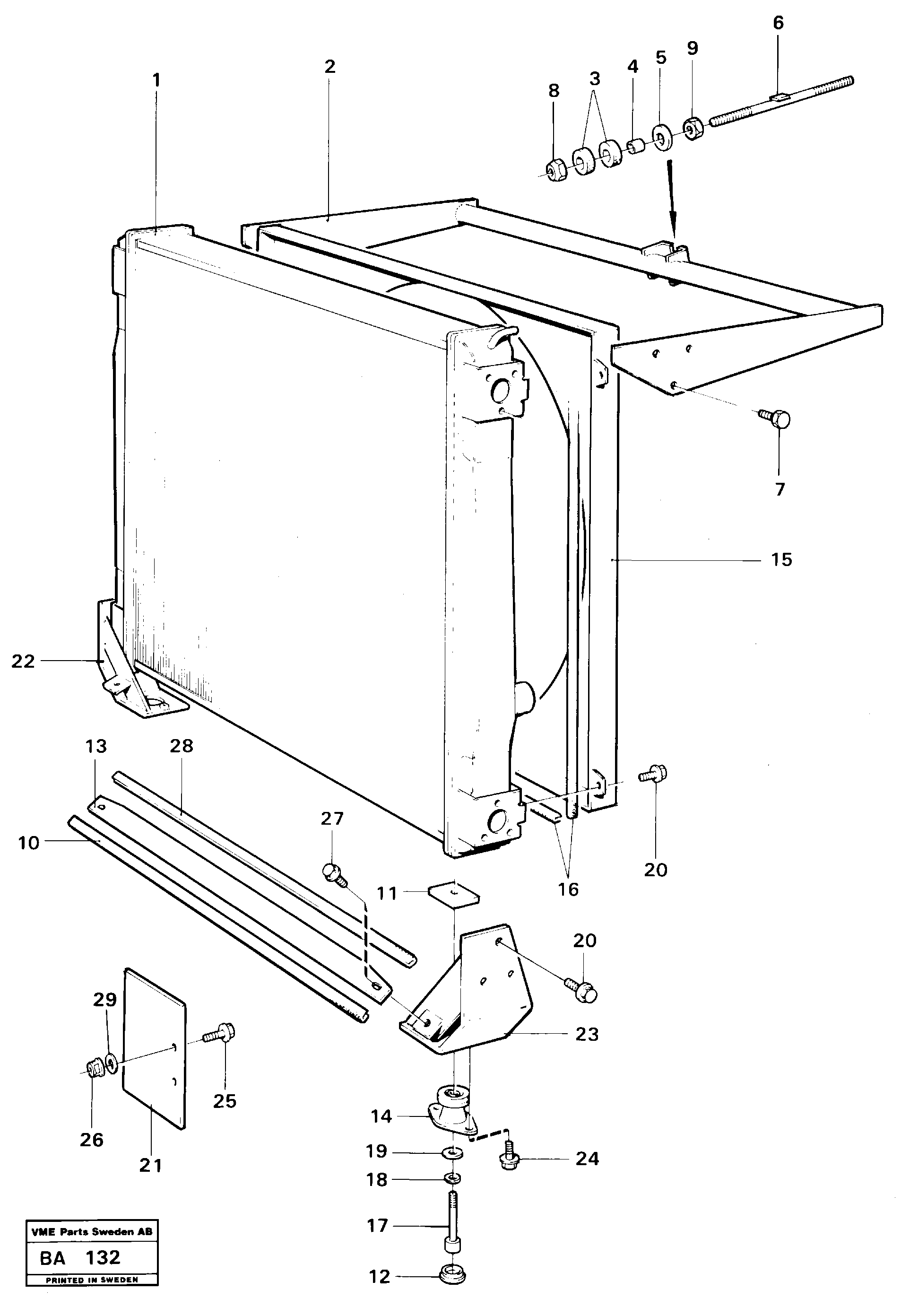 Схема запчастей Volvo A20 VOLVO BM A20 - 21978 Radiator, fitting 