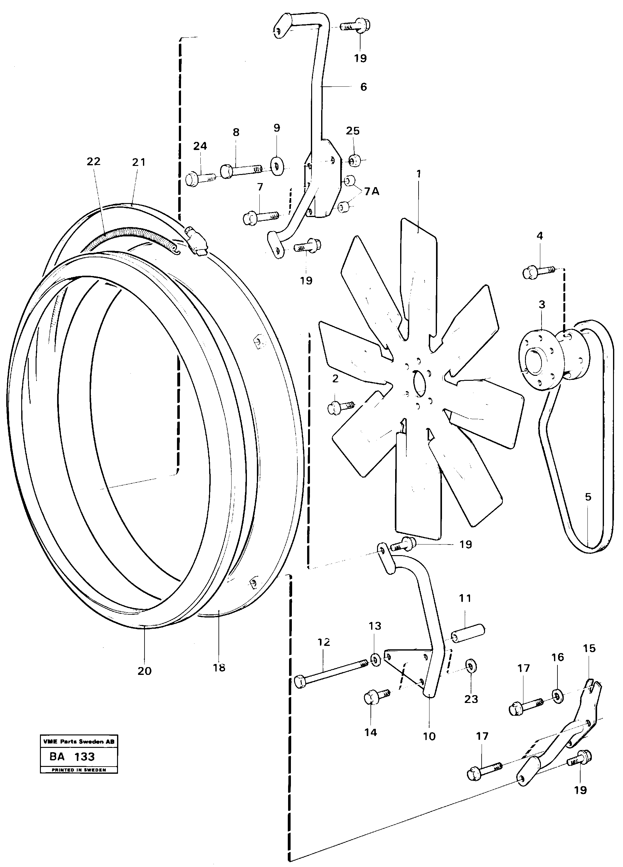 Схема запчастей Volvo A20 VOLVO BM A20 - 82807 Fan, fan ring with fitting parts 