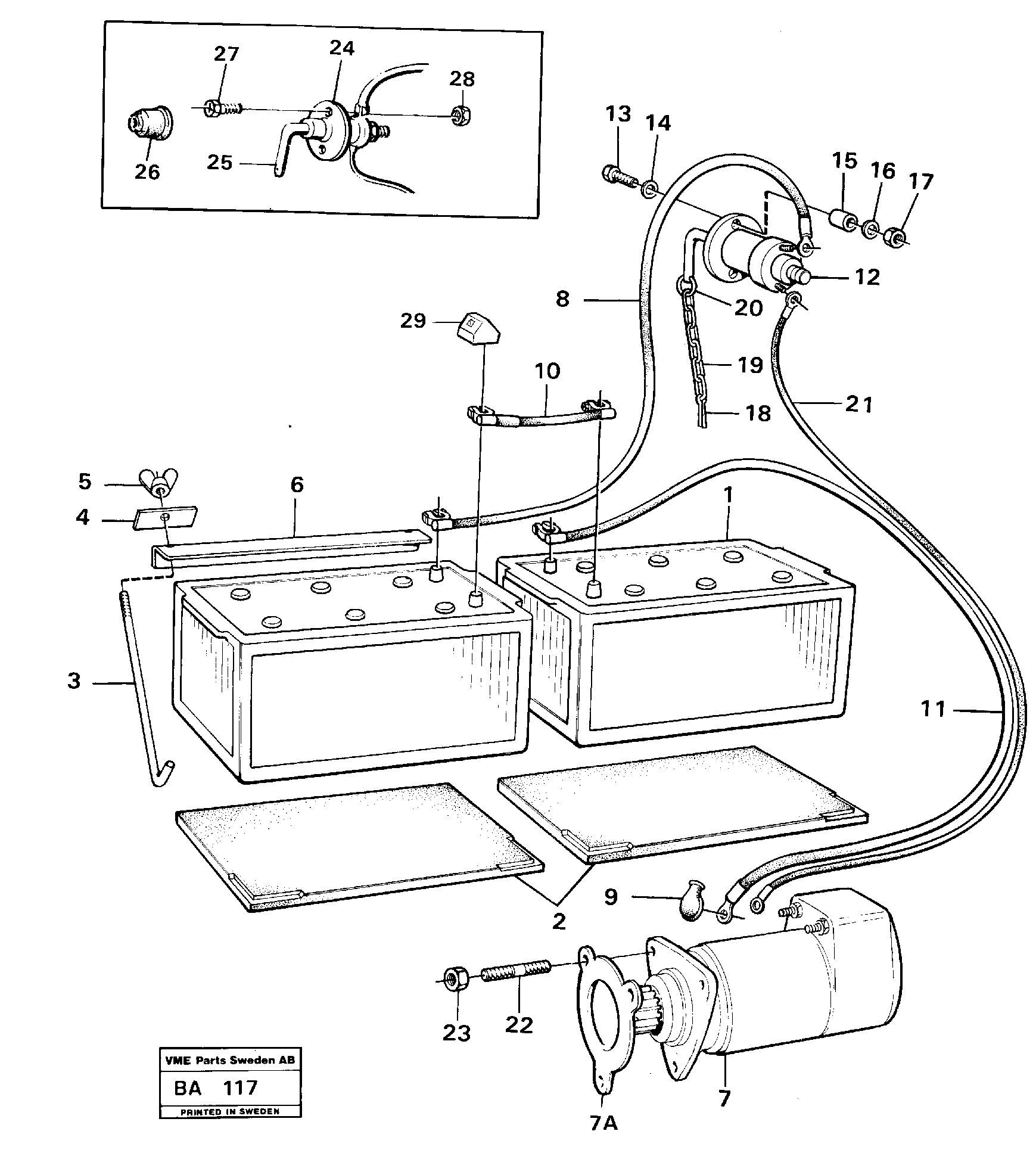 Схема запчастей Volvo A20 VOLVO BM A20 - 50601 Battery with assembling details 