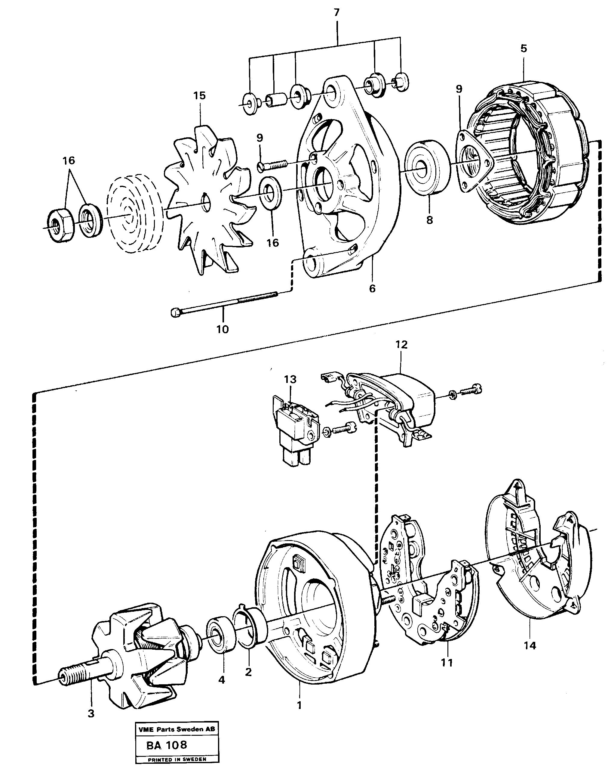 Схема запчастей Volvo A20 VOLVO BM A20 - 18706 Alternator 