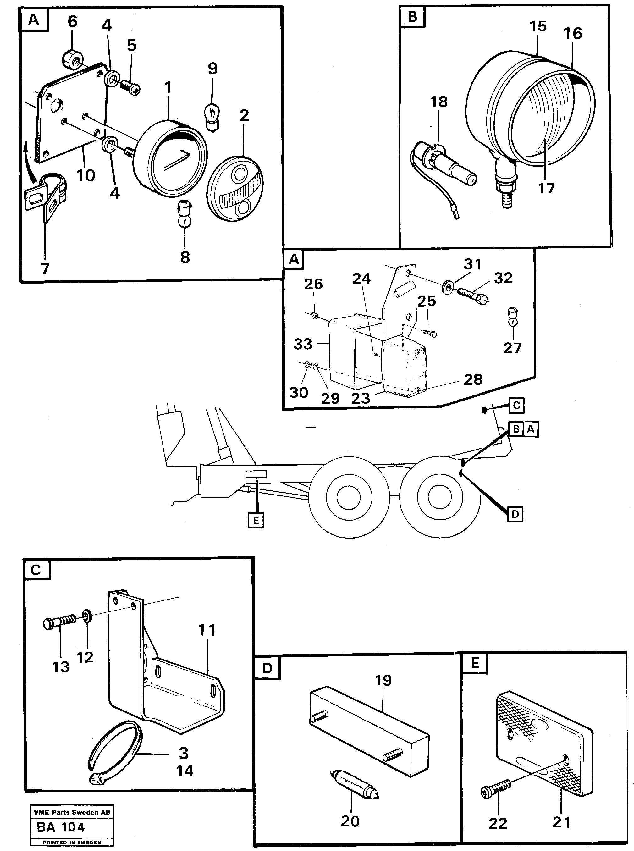 Схема запчастей Volvo A20 VOLVO BM A20 - 43903 Lighting,trailer 
