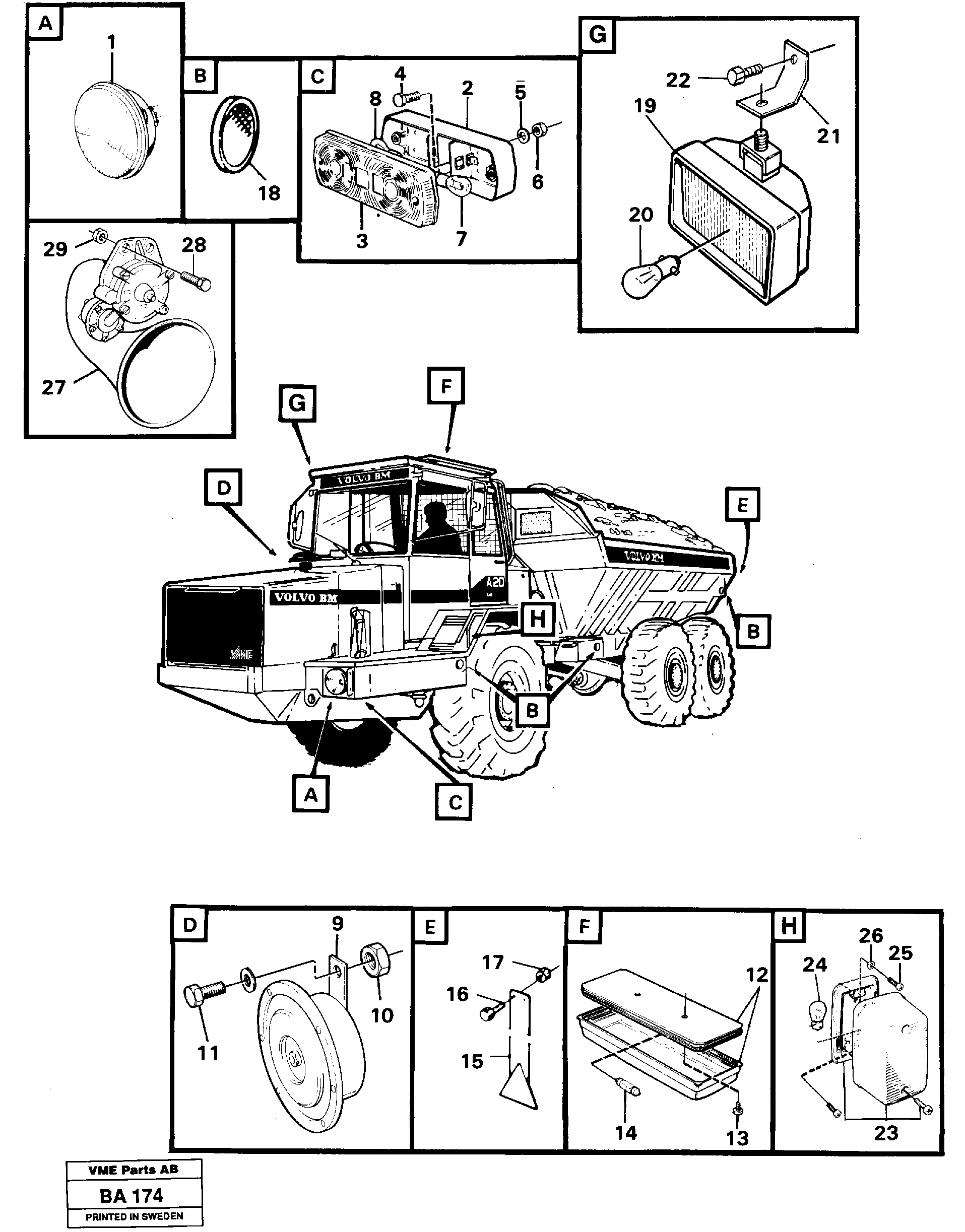 Схема запчастей Volvo A20 VOLVO BM A20 - 84404 Lighting,tractor 