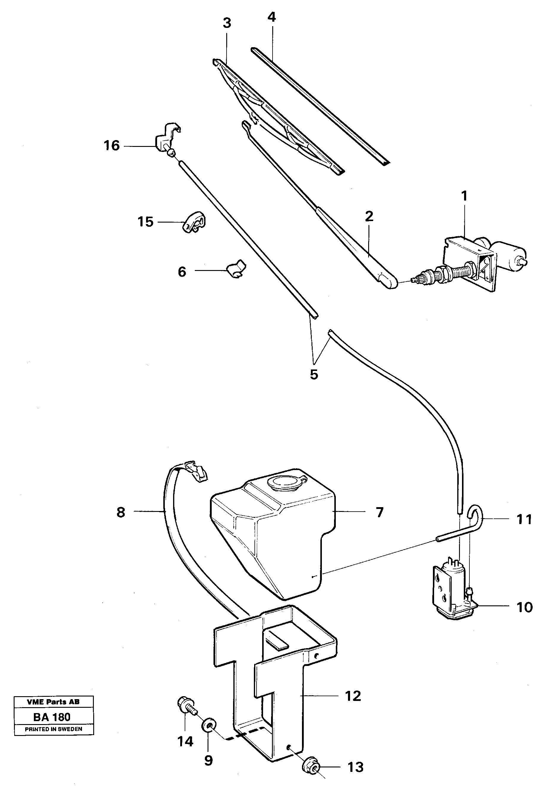 Схема запчастей Volvo A20 VOLVO BM A20 - 15545 Windscreen washer and wiper 
