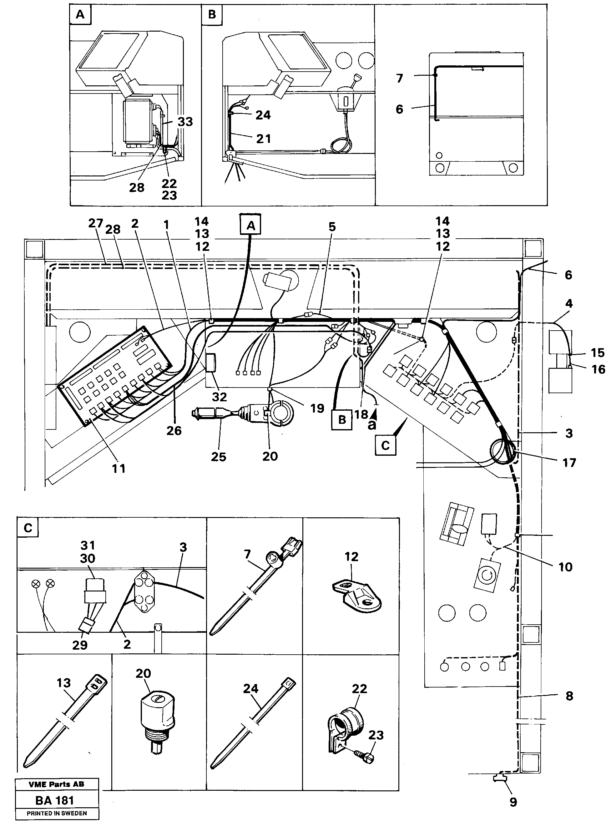 Схема запчастей Volvo A20 VOLVO BM A20 - 15666 Electrical system, cab 