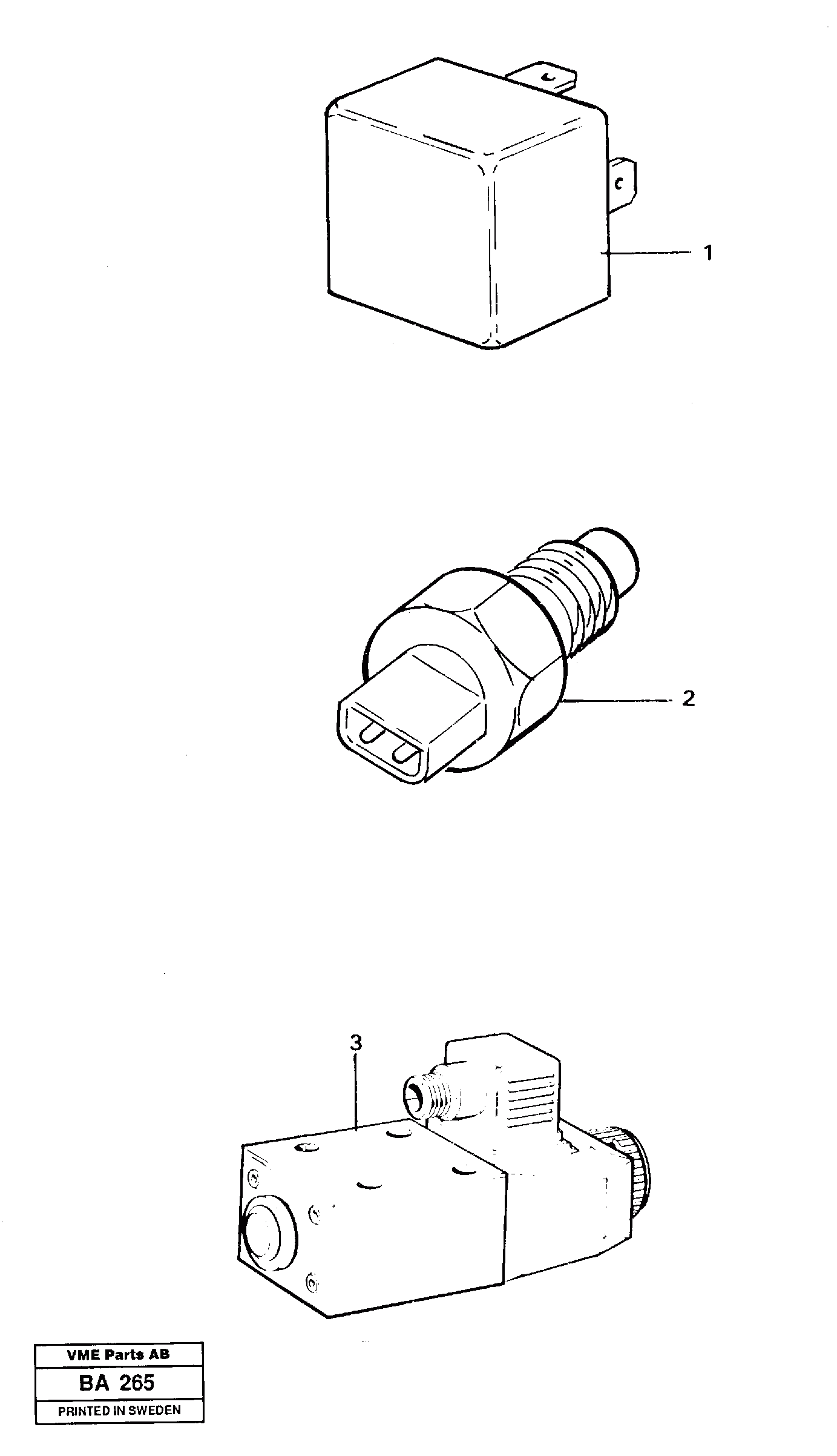 Схема запчастей Volvo A20 VOLVO BM A20 - 41293 Relays, sensors and solenoid valves. Referens list 